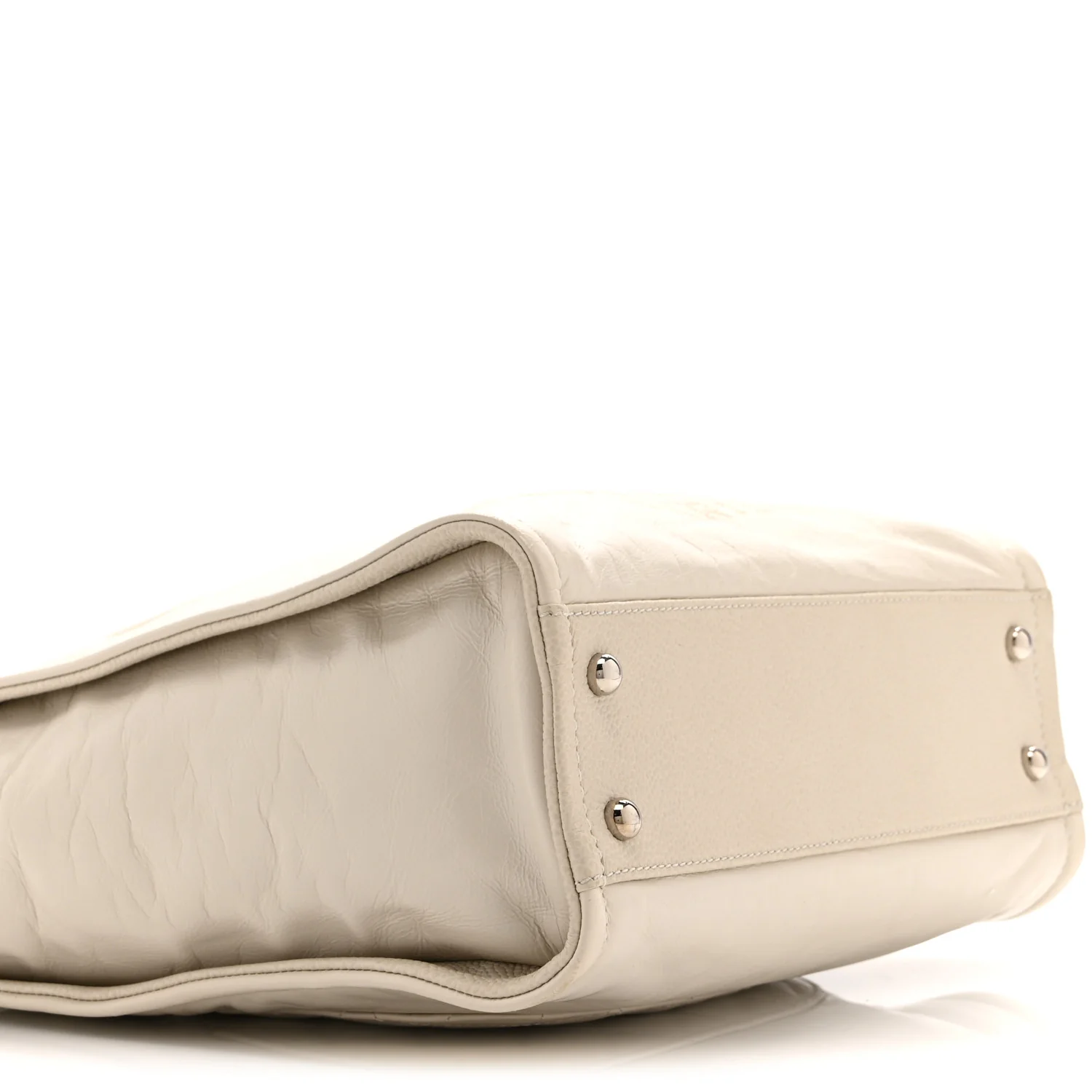 Glazed Calfskin Mini Deauville Tote White - Image 9