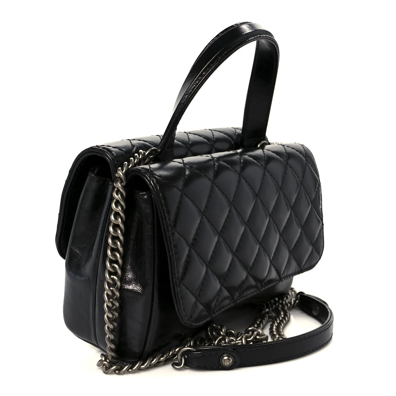 Glazed Calfskin Pilot Essentials Flap Black - Image 3