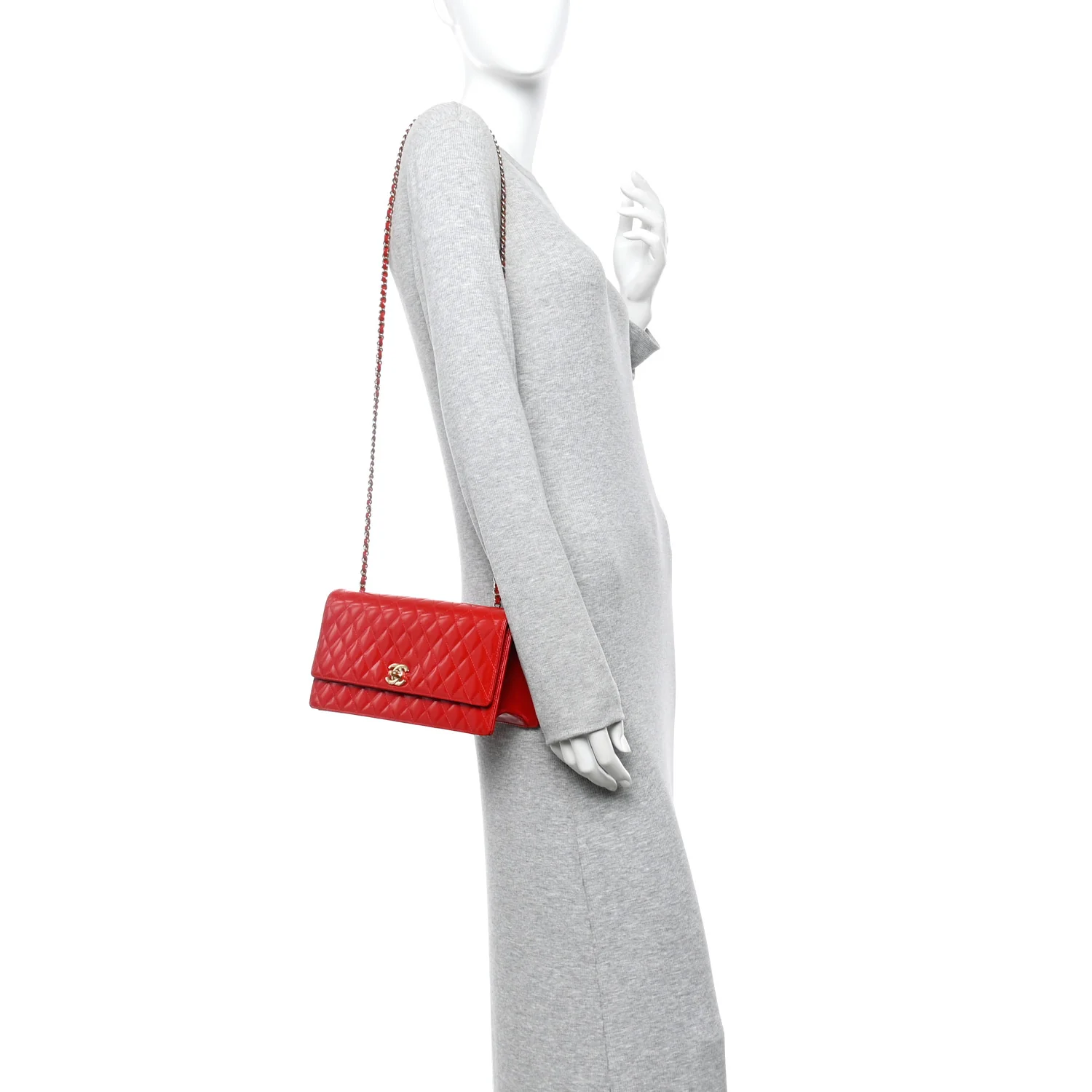 Glazed Calfskin Quilted East West Flap Red - Image 2