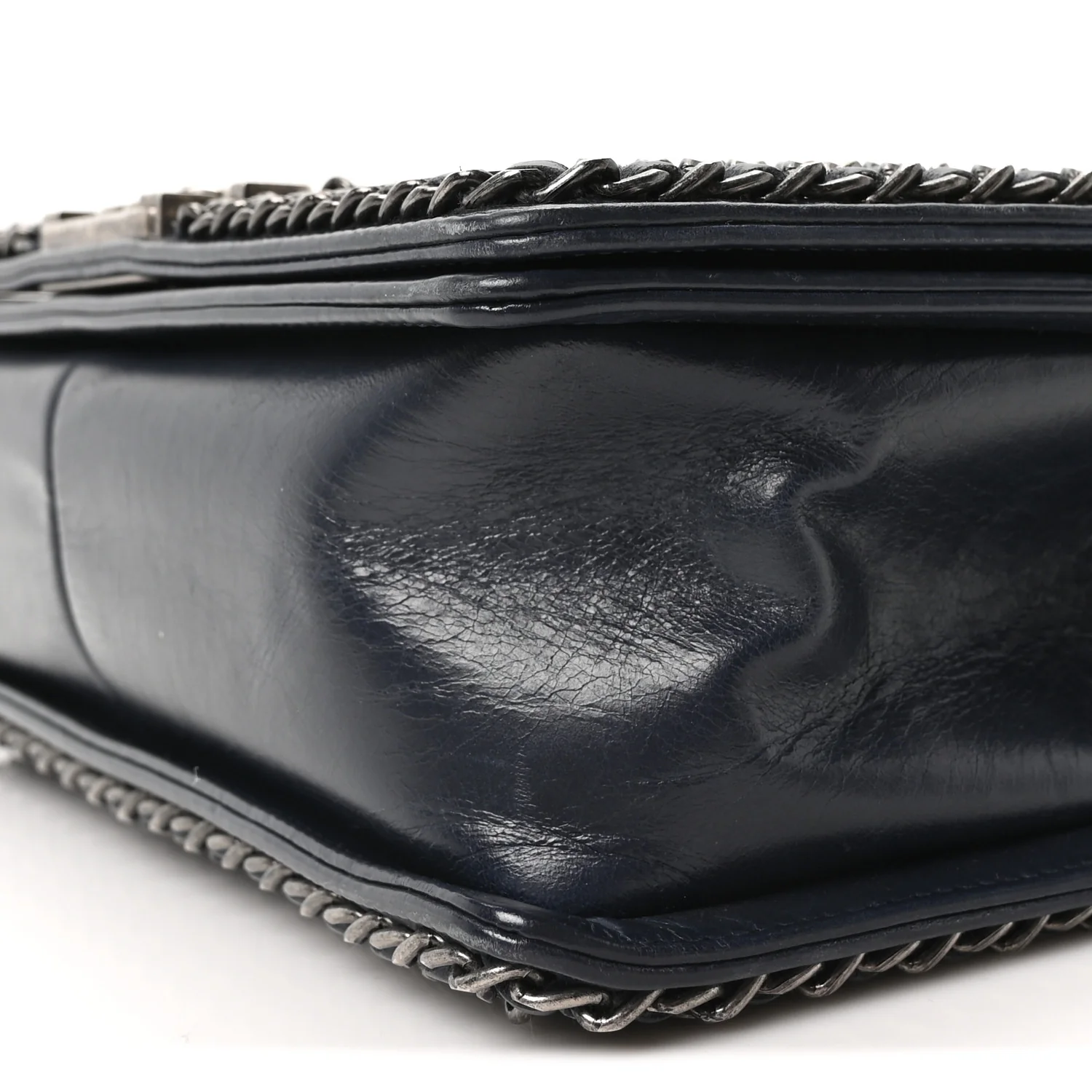 Glazed Calfskin Quilted Medium Boy Chained Flap Blue - Image 10