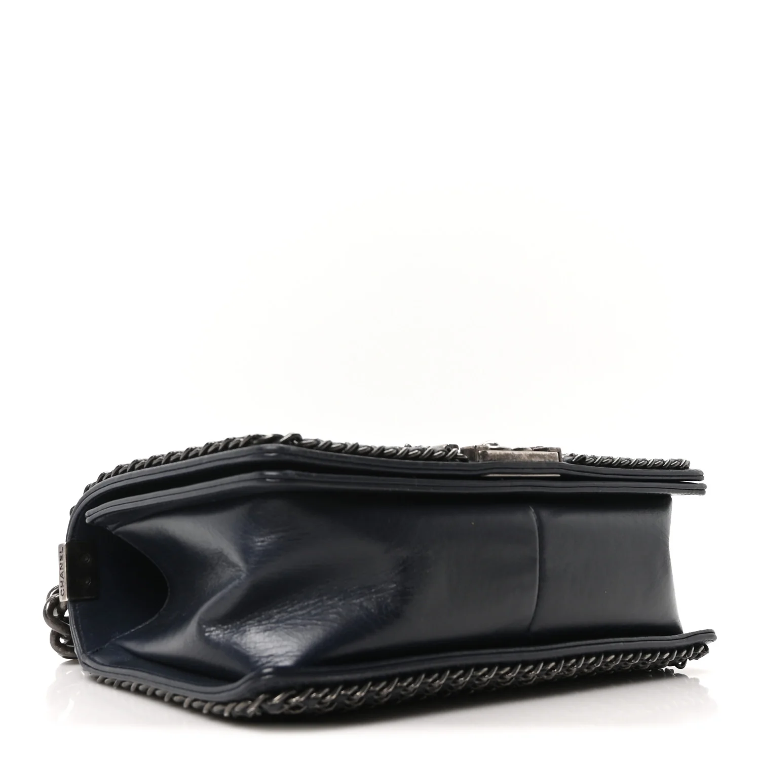 Glazed Calfskin Quilted Medium Boy Chained Flap Blue - Image 4