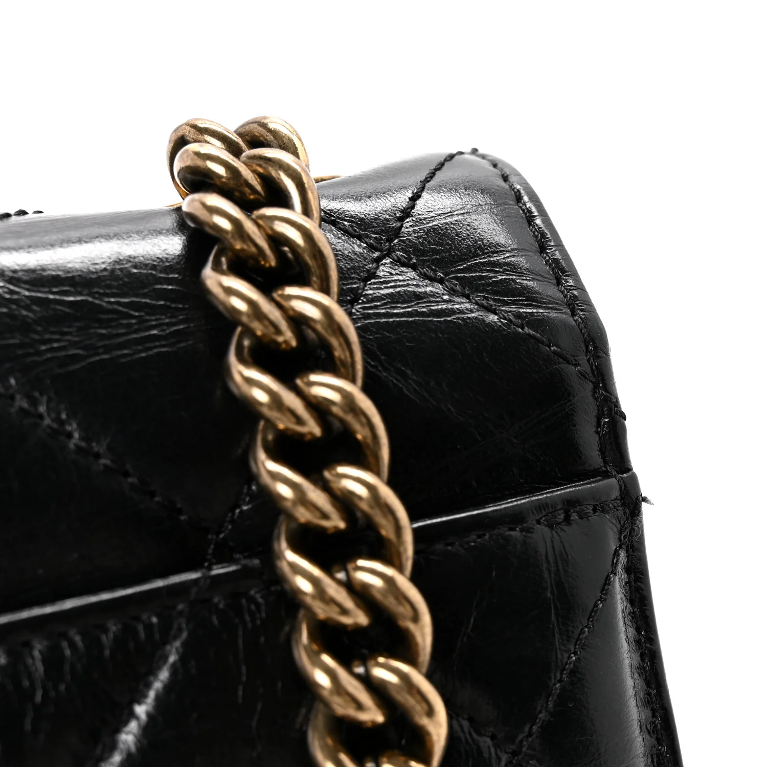 Glazed Calfskin Quilted Medium Perfect Edge Flap Black - Image 14