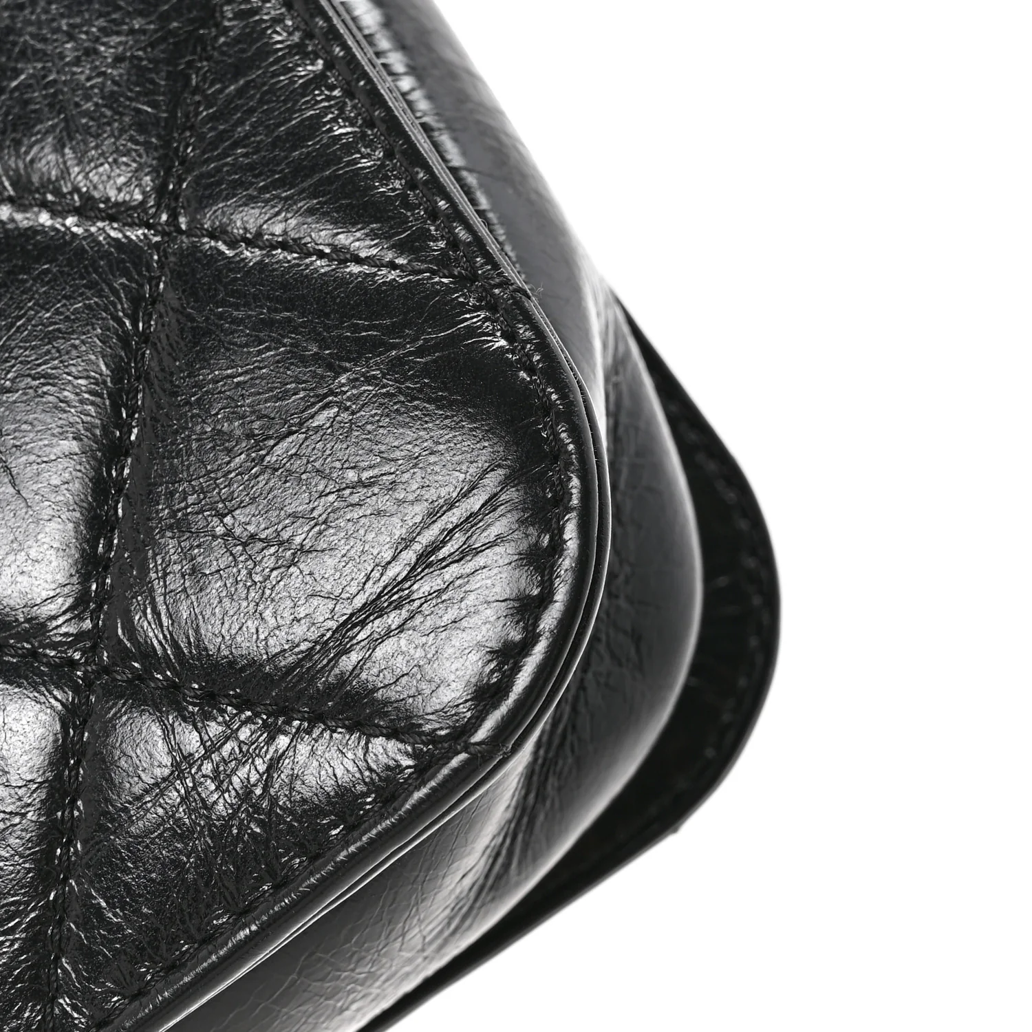 Glazed Calfskin Quilted Medium Perfect Edge Flap Black - Image 15