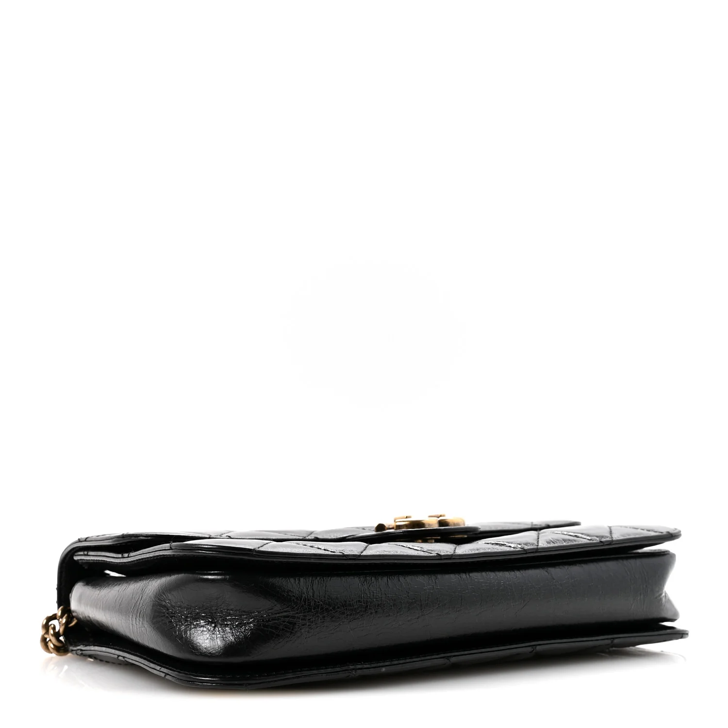 Glazed Calfskin Quilted Medium Perfect Edge Flap Black - Image 4