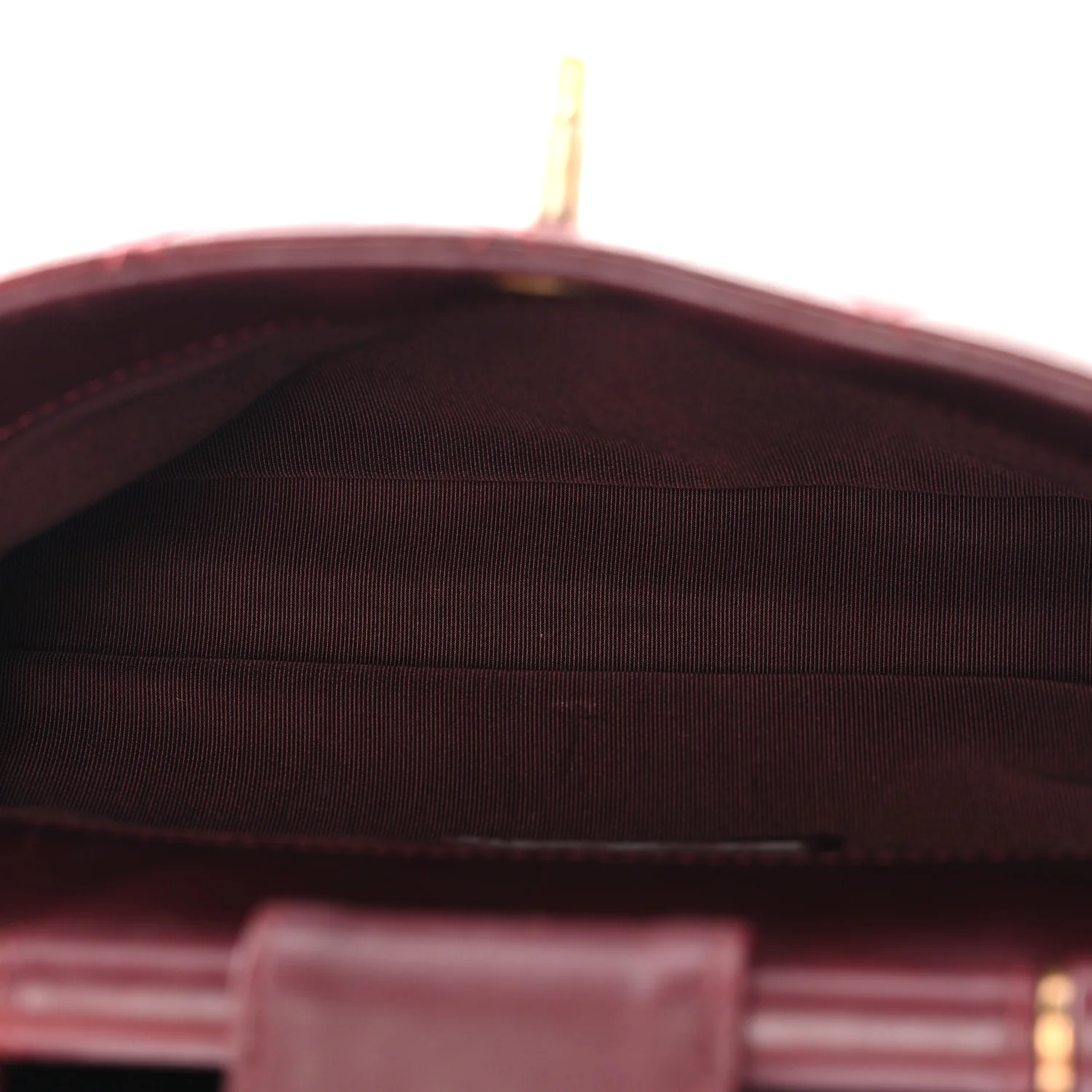 Glazed Calfskin Quilted Small Gold Bar Tote Red - Image 5