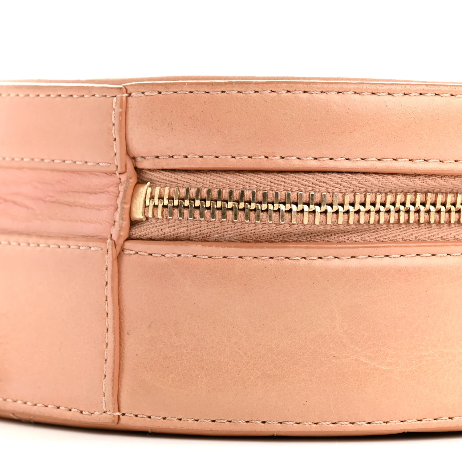 Glazed Calfskin Round As Earth Evening Bag Beige - Image 10