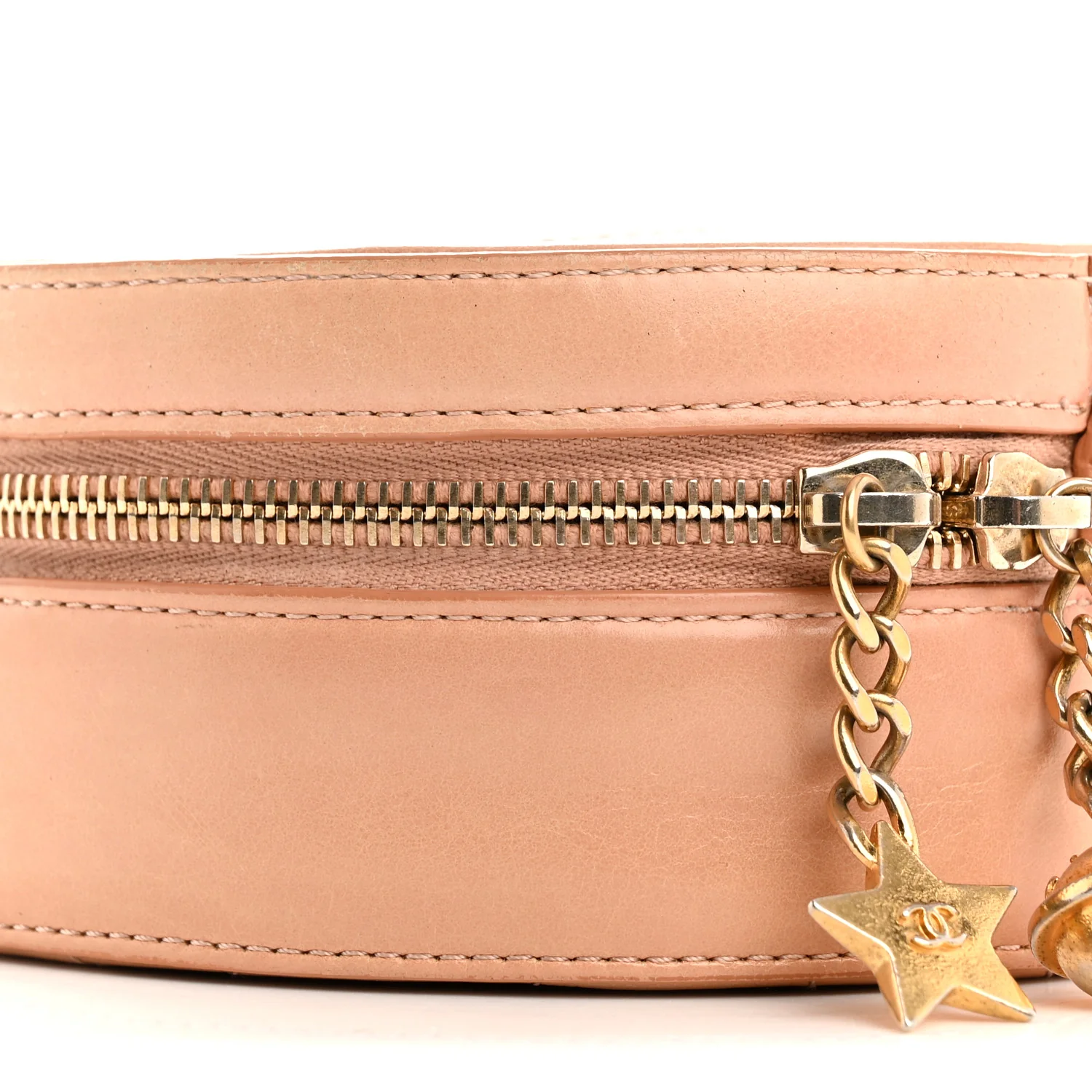Glazed Calfskin Round As Earth Evening Bag Beige - Image 9