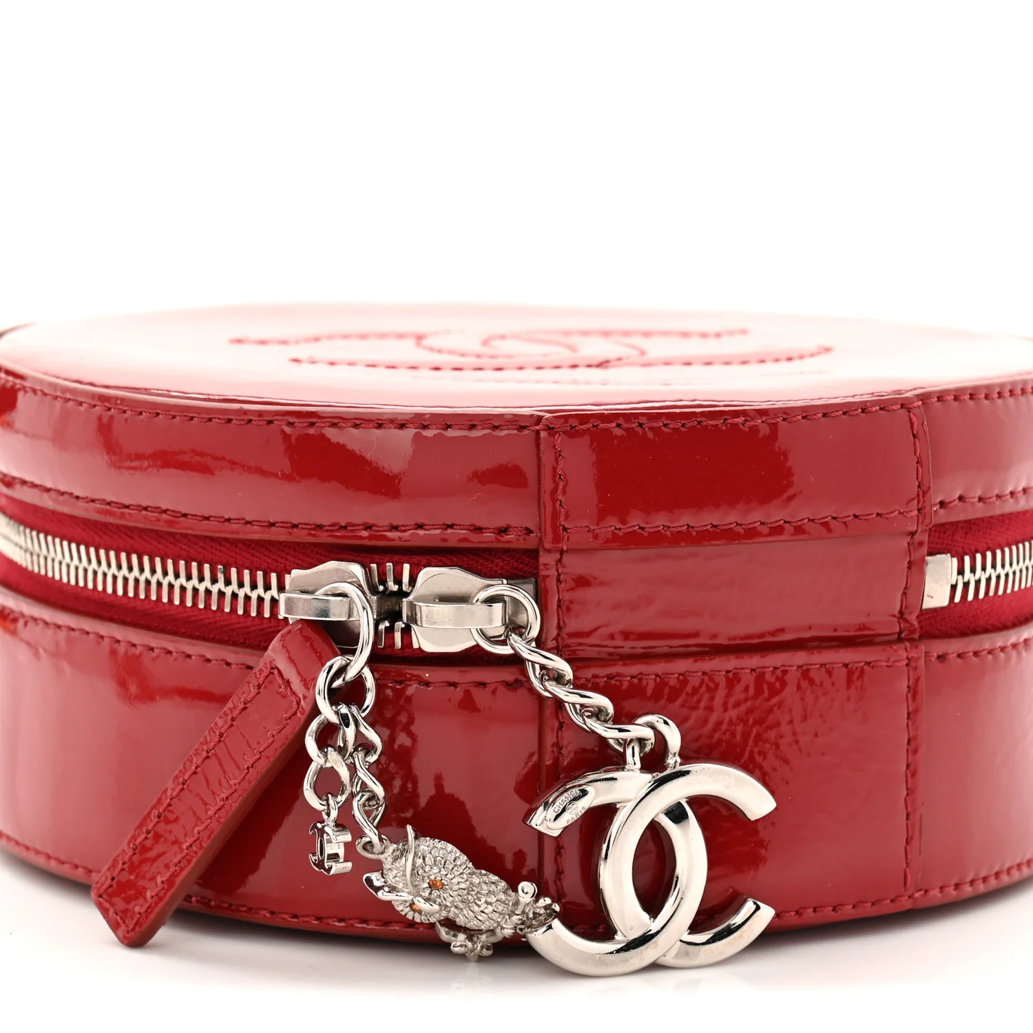 Glazed Calfskin Round As Earth Evening Bag Red - Image 9