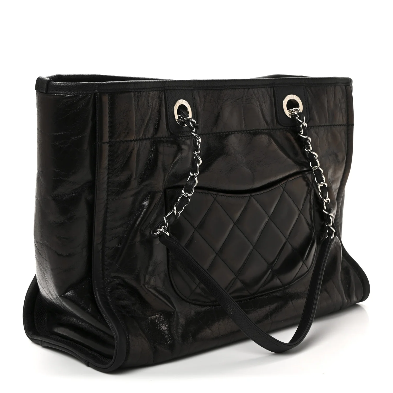 Glazed Calfskin Small Deauville Tote Black - Image 3
