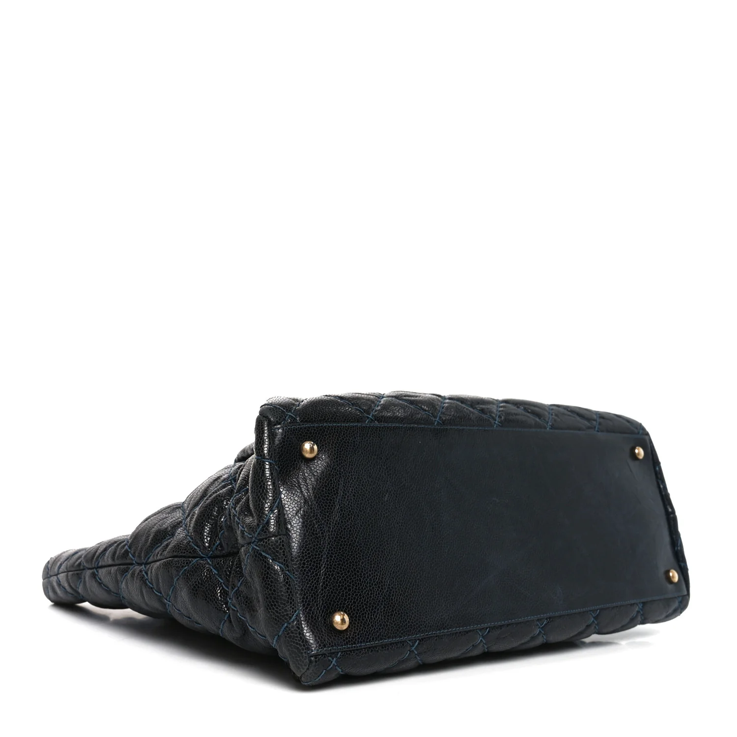 Glazed Caviar Coco Pleats Totes Navy - Image 4