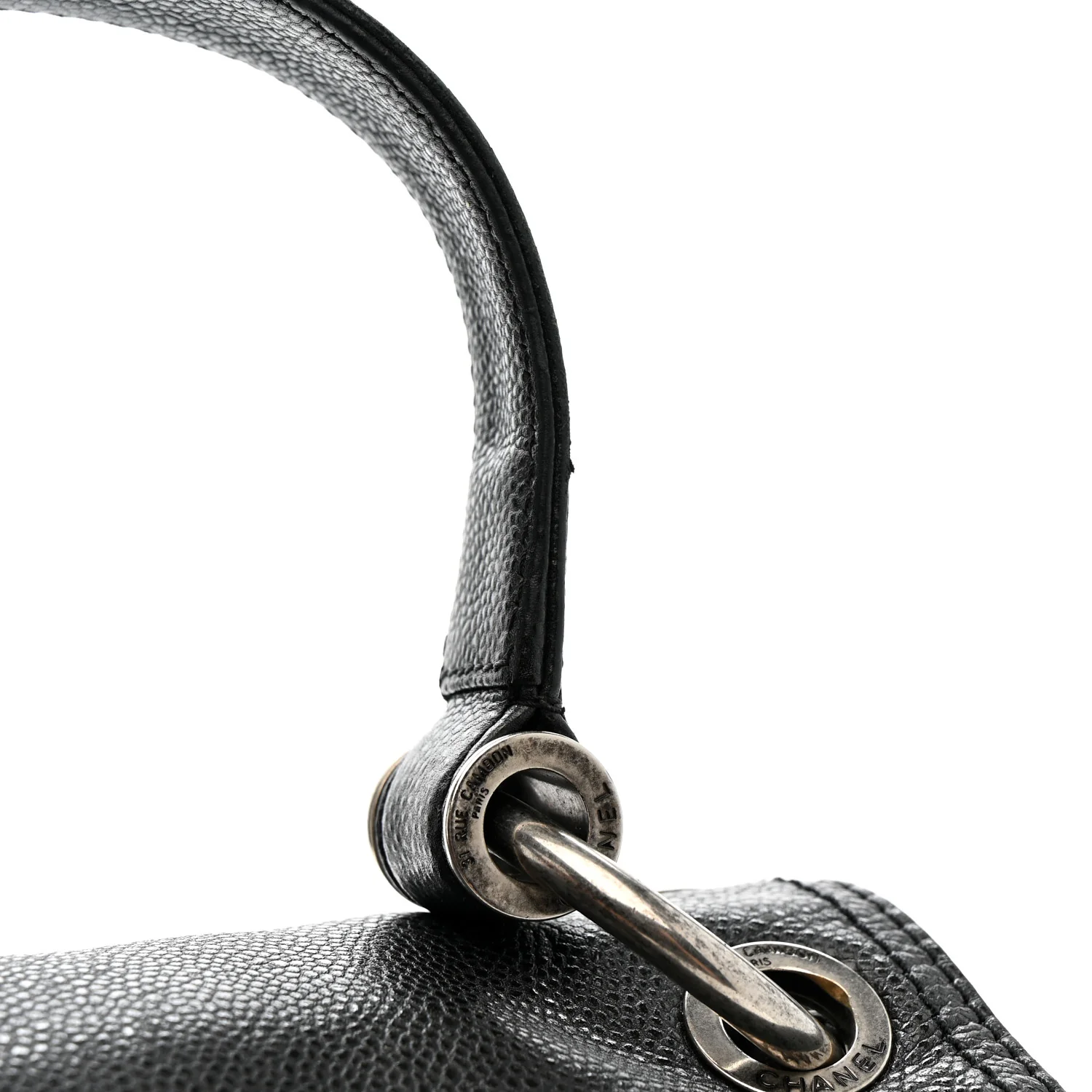 Glazed Caviar Large Coco Rider Flap Hobo Black - Image 11