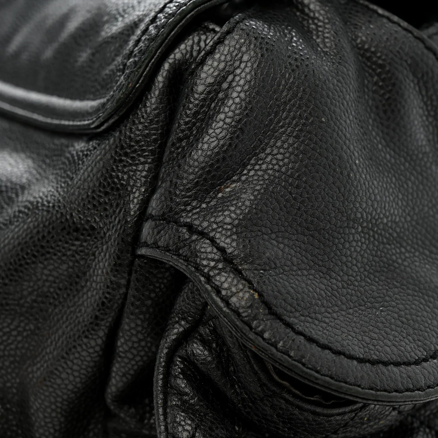 Glazed Caviar Large Coco Rider Flap Hobo Black - Image 13