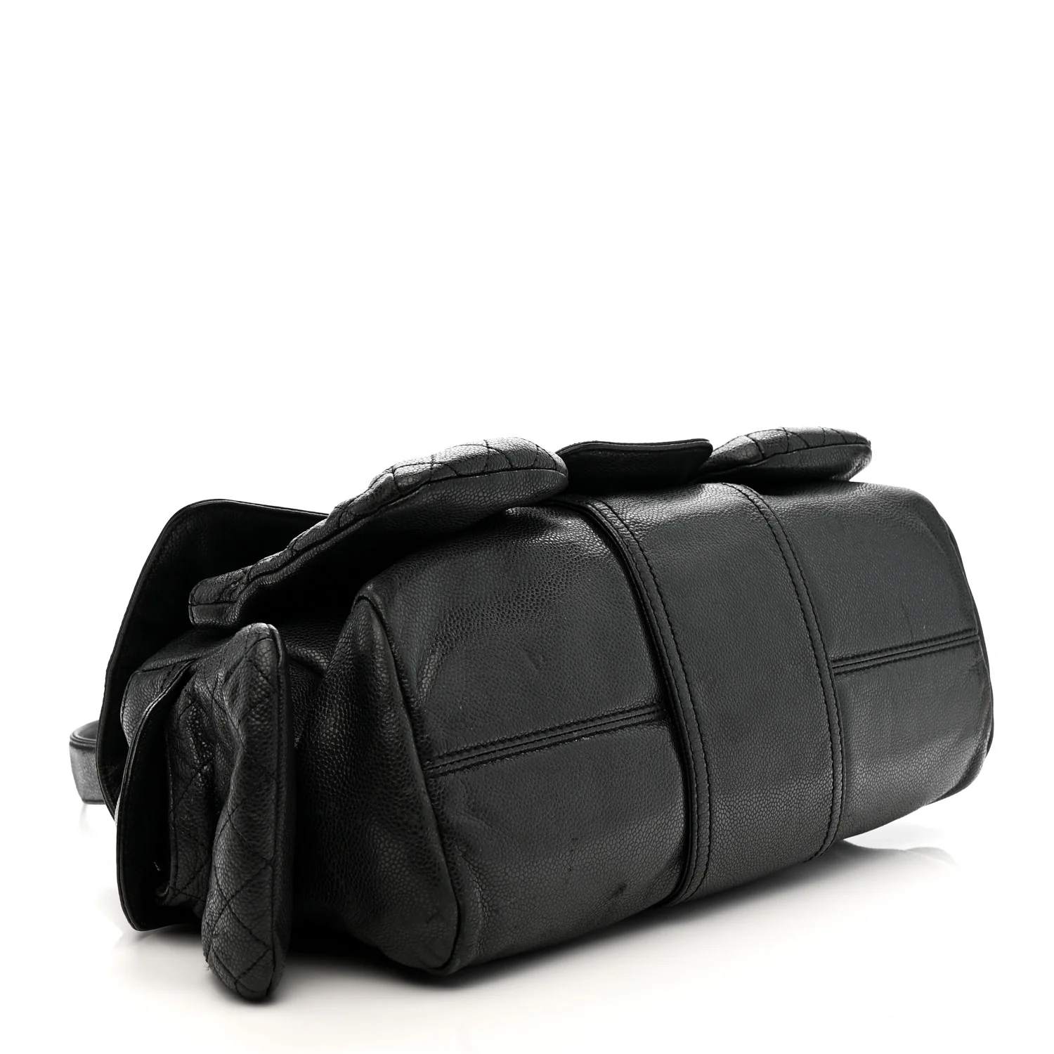 Glazed Caviar Large Coco Rider Flap Hobo Black - Image 4