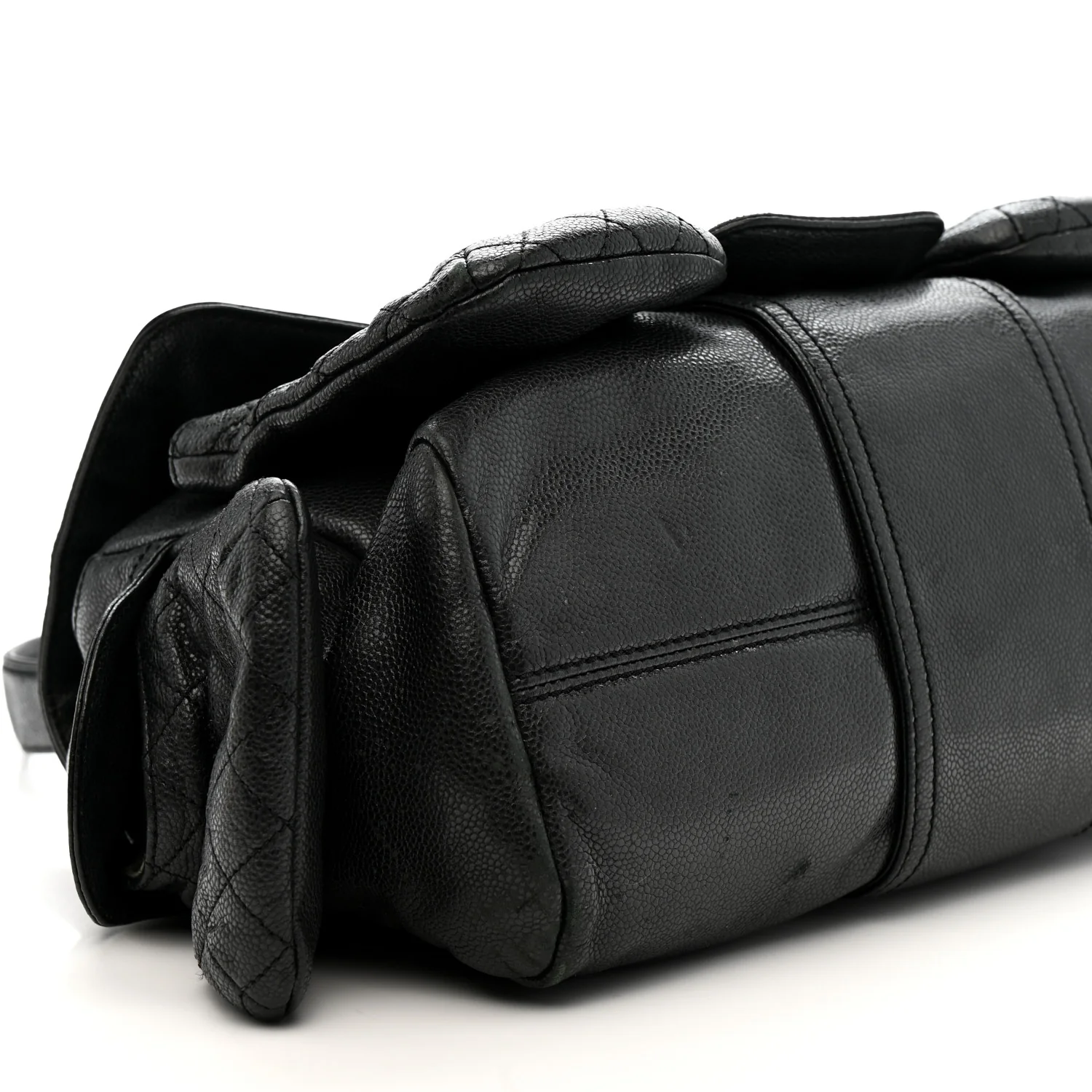 Glazed Caviar Large Coco Rider Flap Hobo Black - Image 9