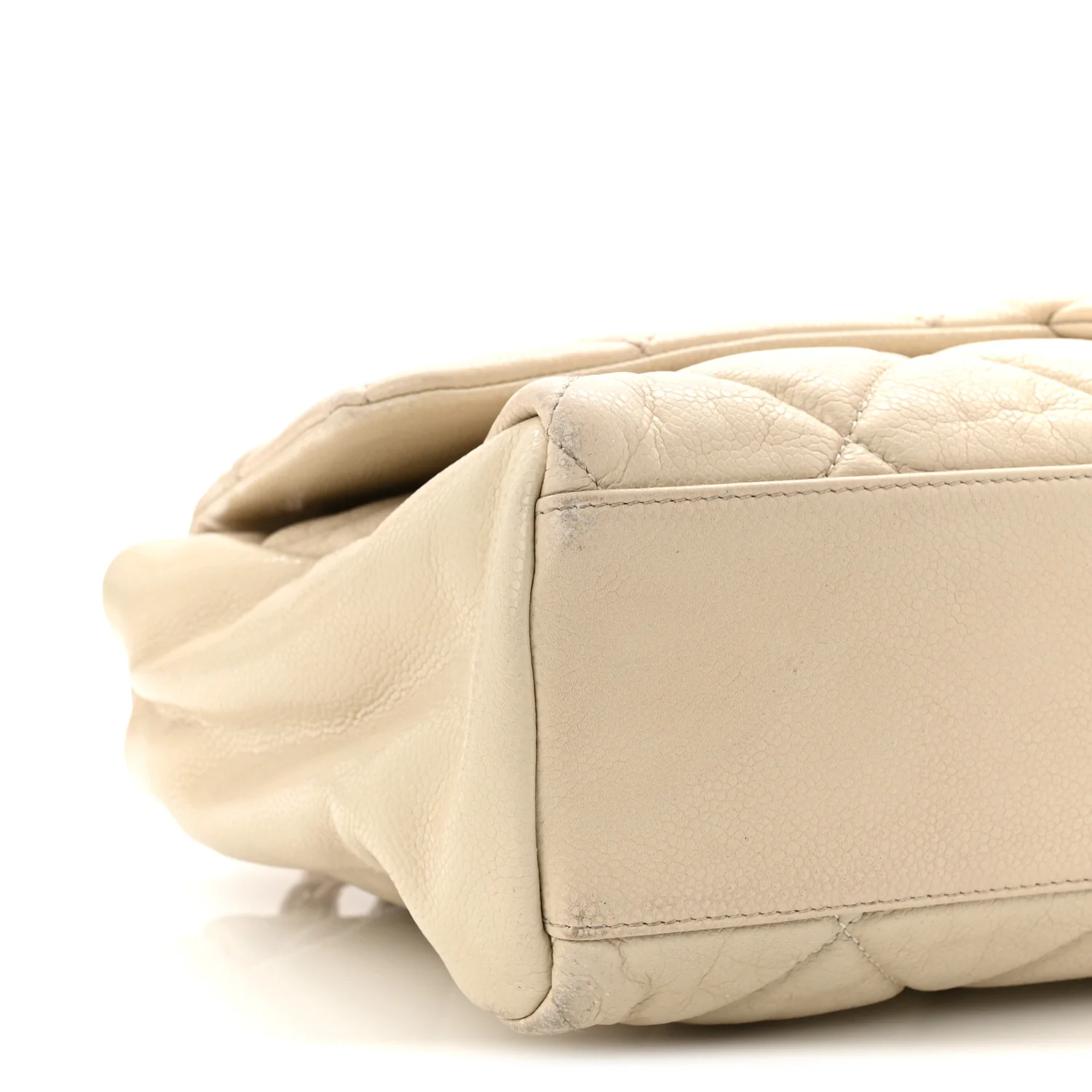 Glazed Caviar Medium Nature Flap Bag White - Image 16