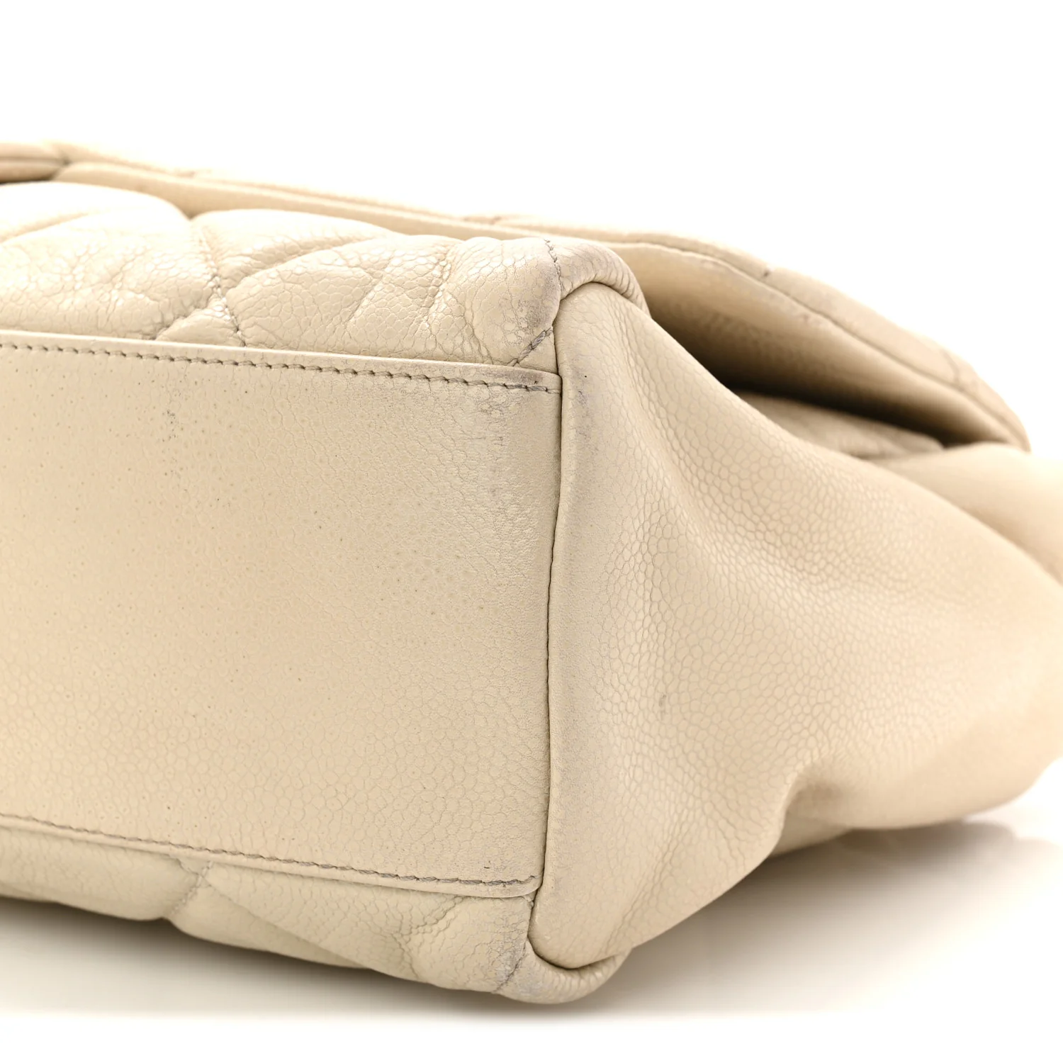 Glazed Caviar Medium Nature Flap Bag White - Image 19