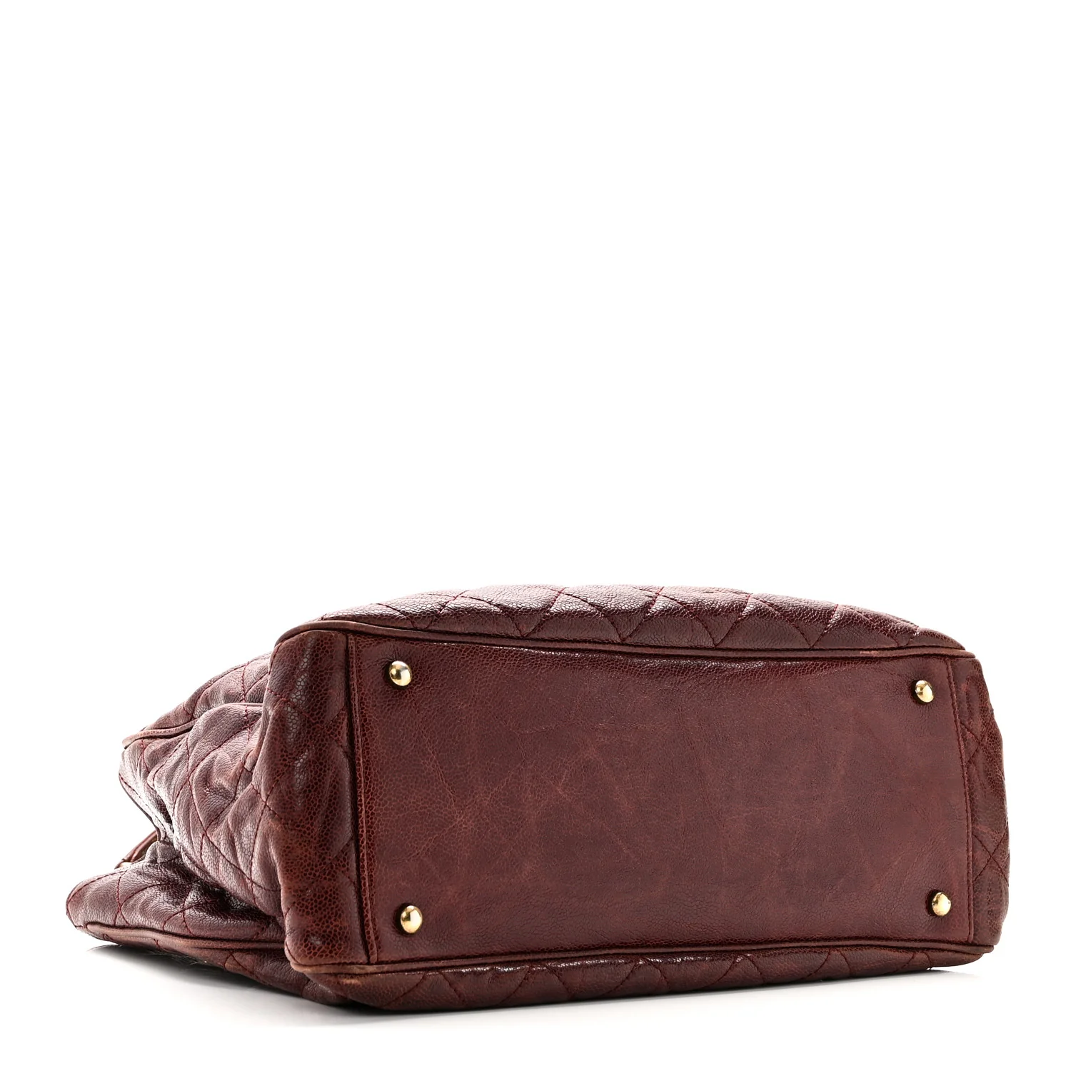 Glazed Caviar Quilted Small Shiva Tote Burgundy - Image 4