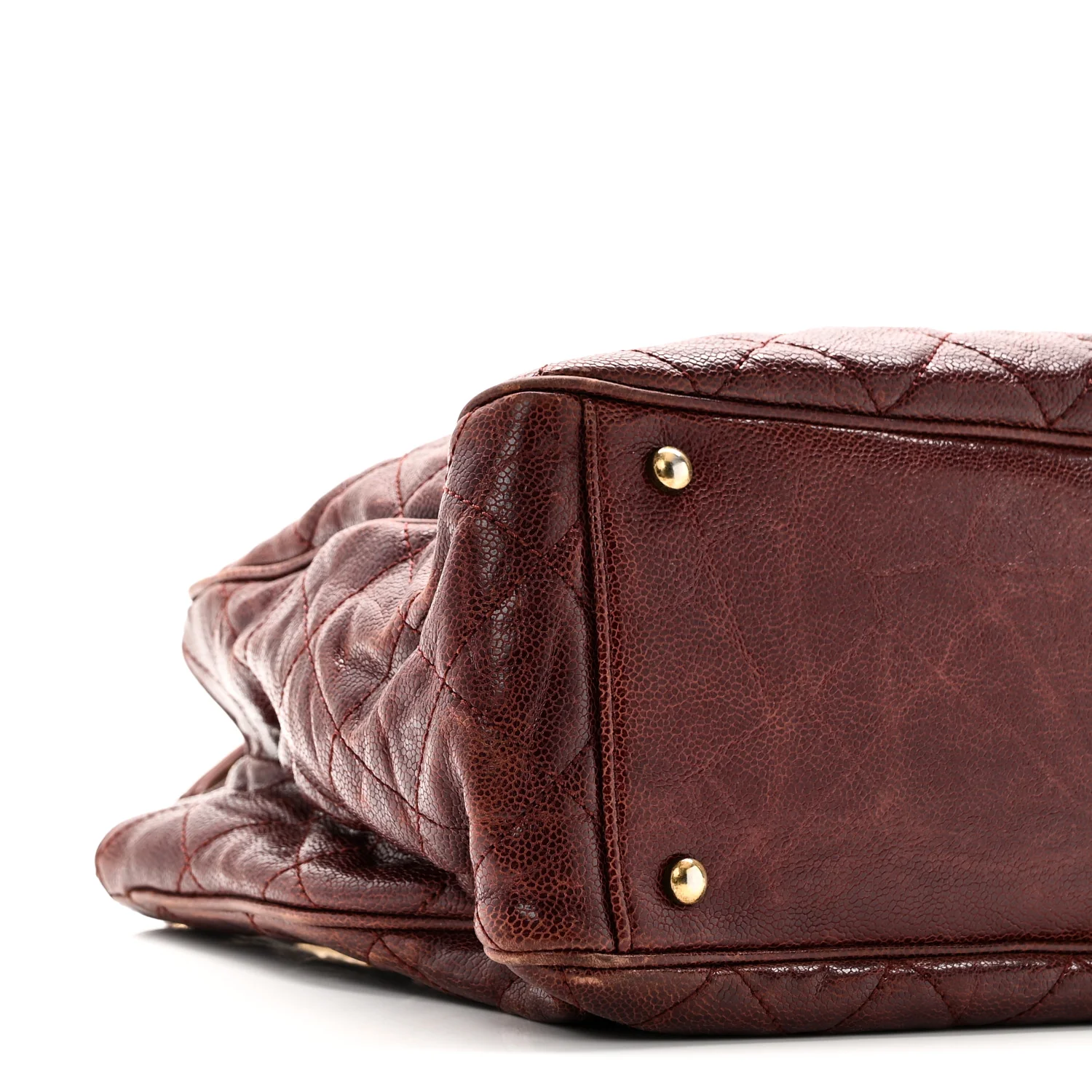 Glazed Caviar Quilted Small Shiva Tote Burgundy - Image 9