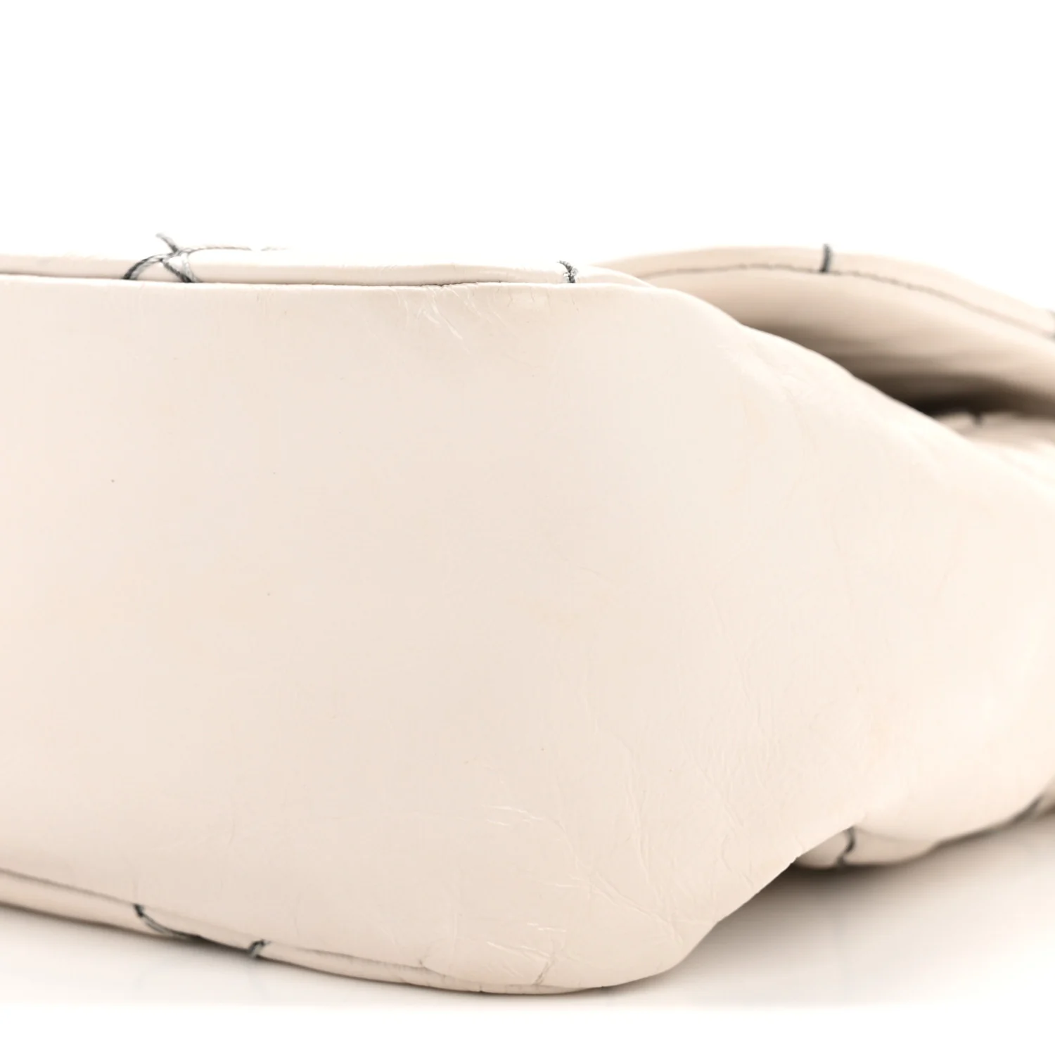 Glazed Goatskin Double Stitch Flap Ivory - Image 10