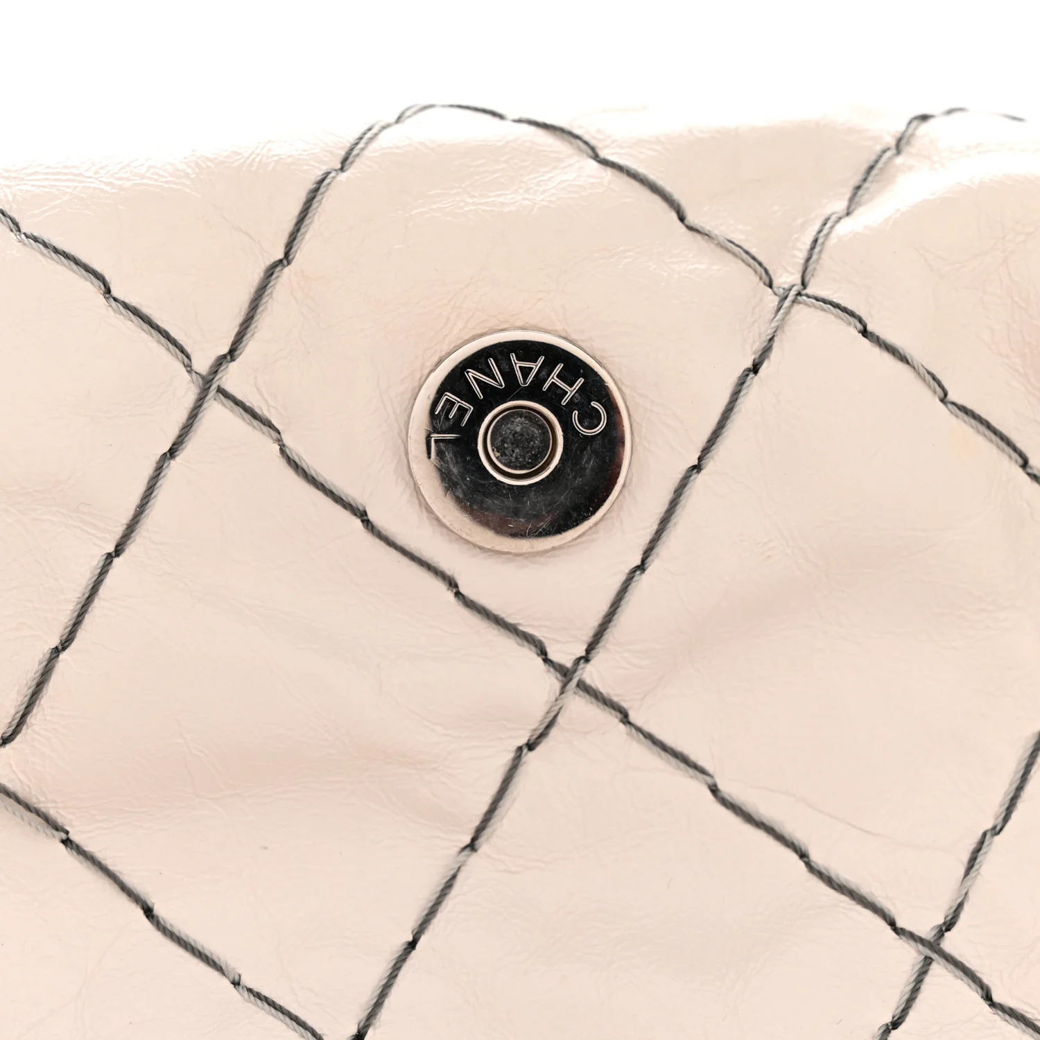 Glazed Goatskin Double Stitch Flap Ivory - Image 11