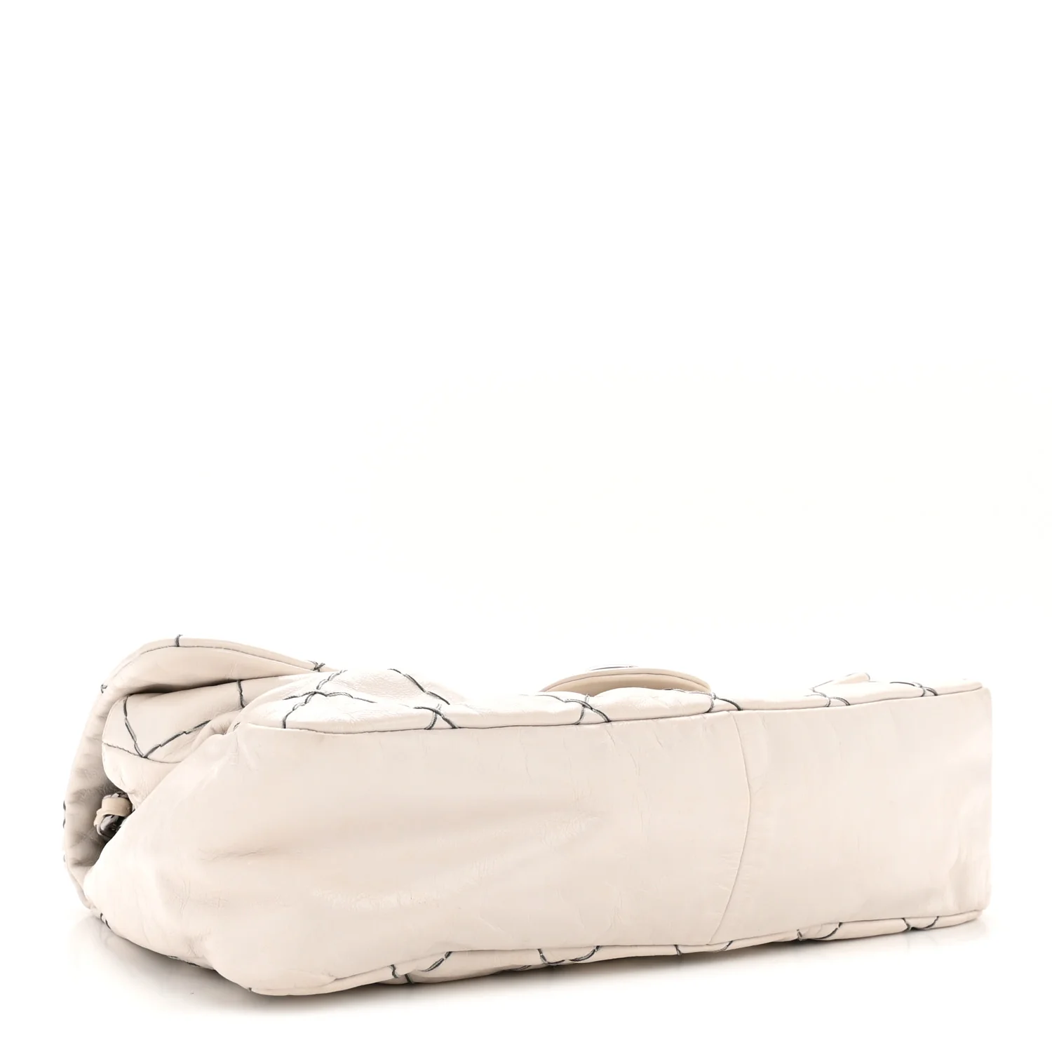 Glazed Goatskin Double Stitch Flap Ivory - Image 4