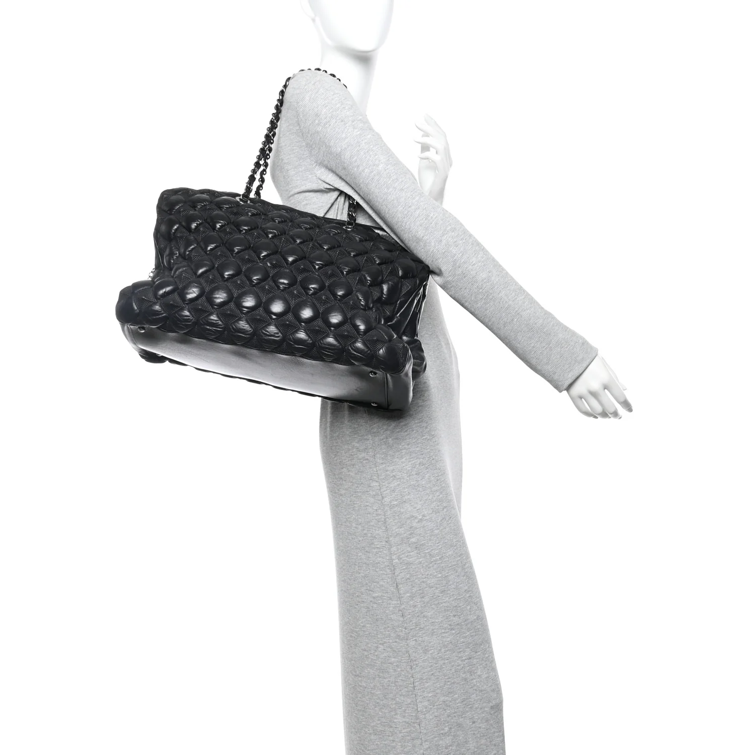 Glazed Lambskin Quilted Large Stravinsky Tote Black - Image 2