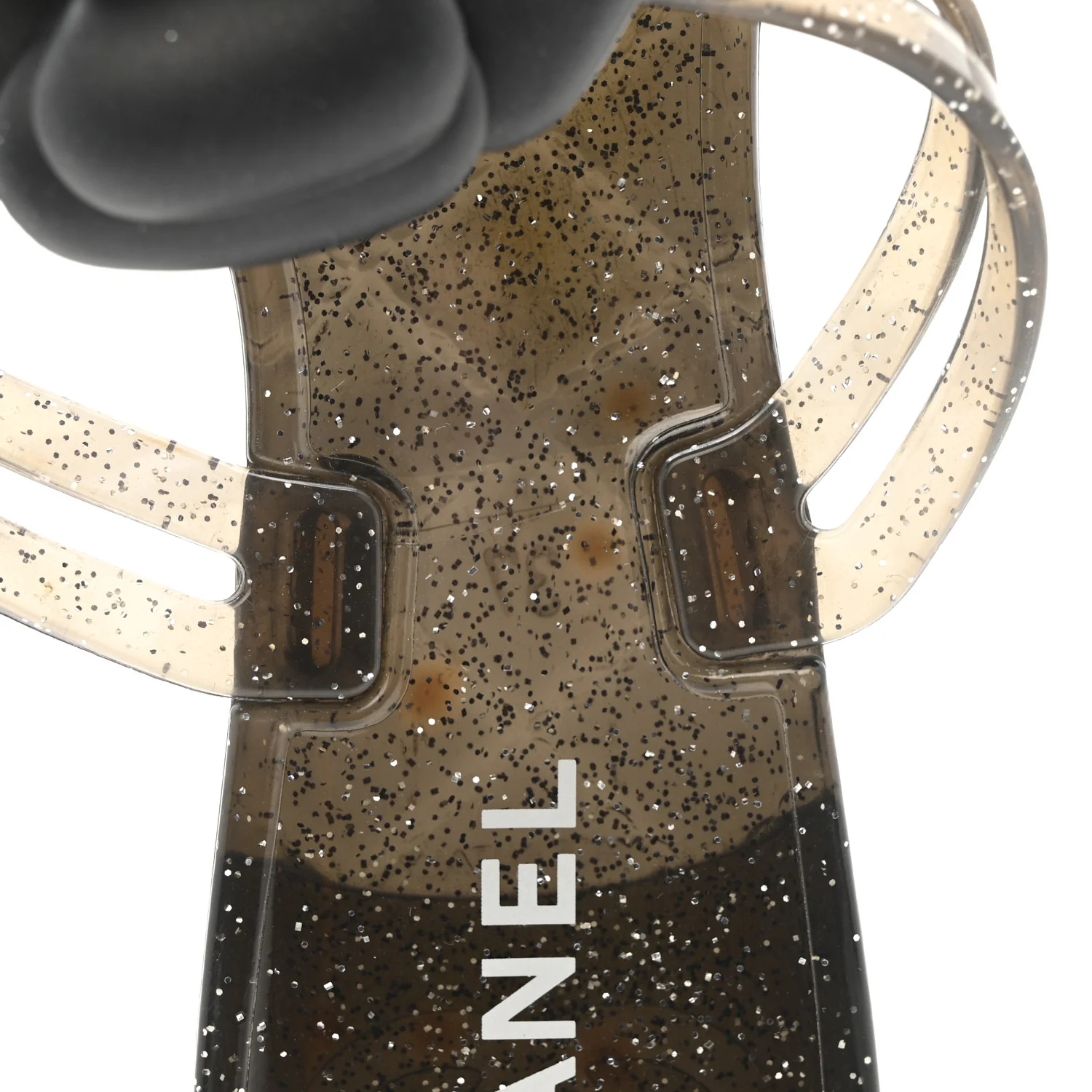 Glitter Jelly Camellia Thong Sandals 37 Black - Image 9