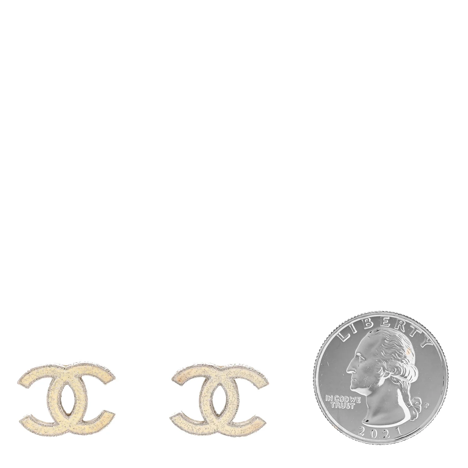 Glitter Resin CC Earrings Silver White - Image 2