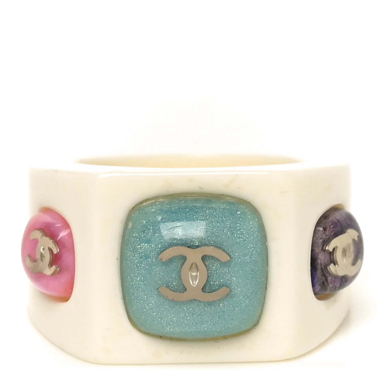 Glitter Resin CC Ring 53 6.5 White
