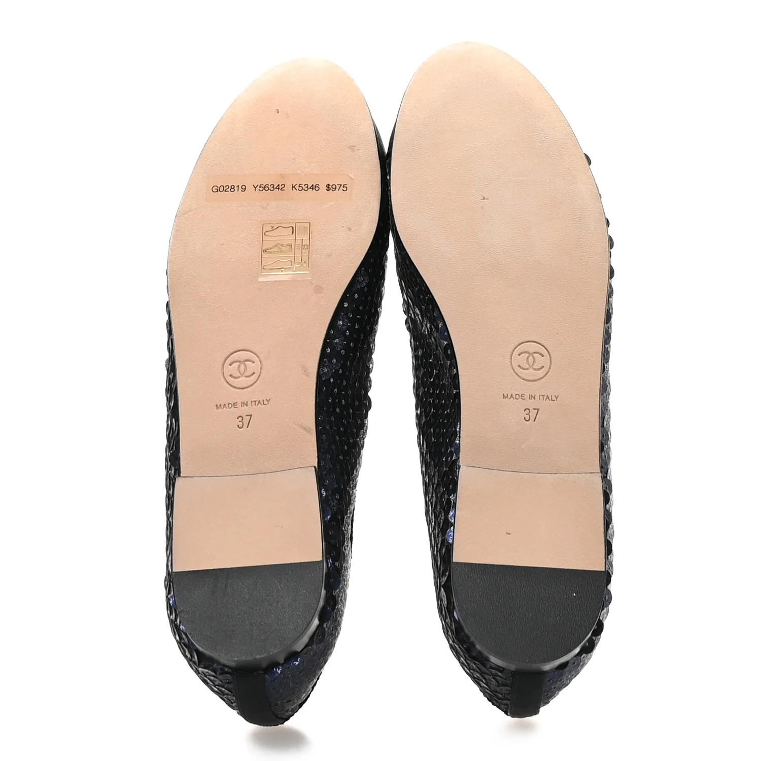 Glittered Muslin Grosgrain Cap Toe Ballerina Flats 37 Navy Blue Black - Image 6