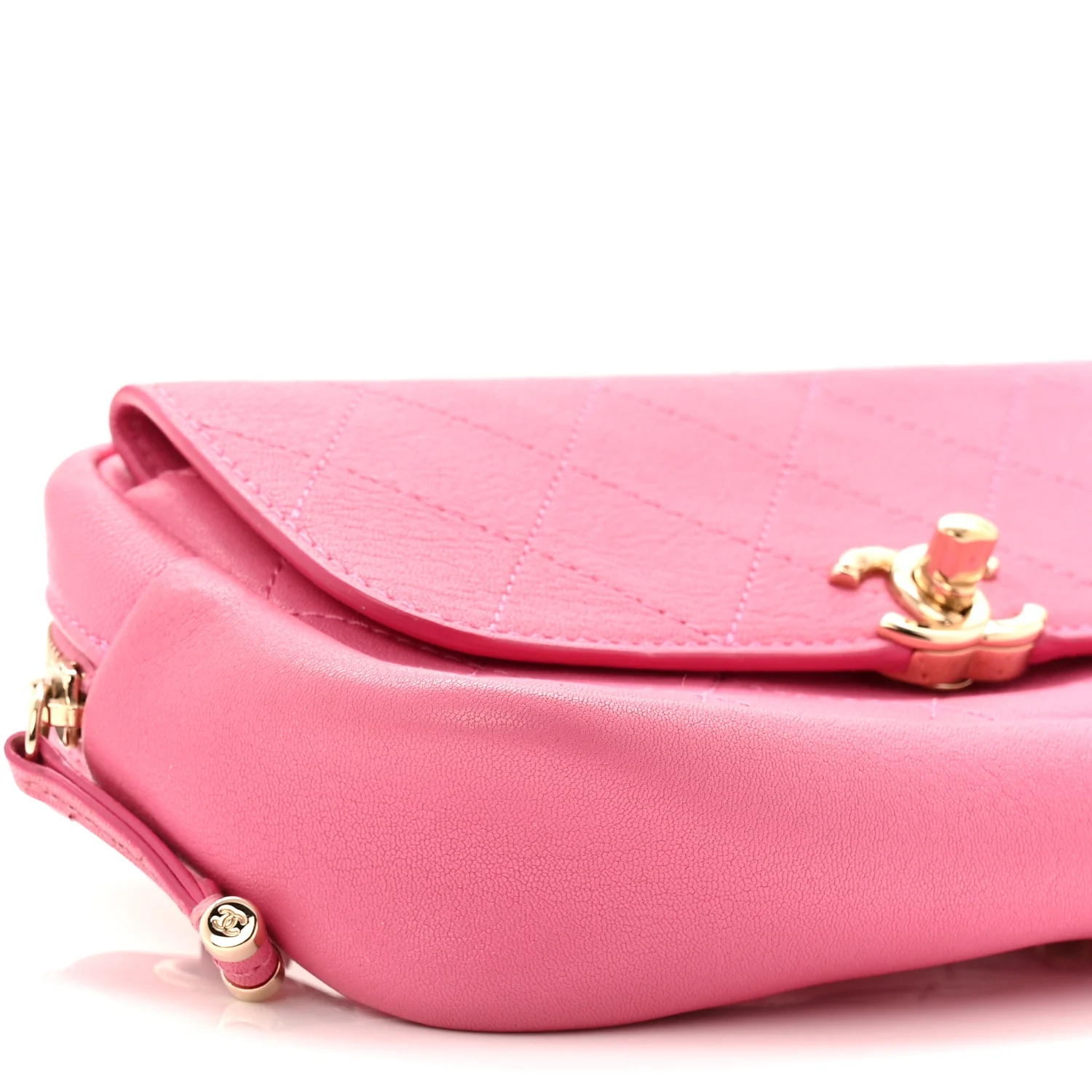 Goatksin Quilted Casual Trip Waist Bag Pink - Image 9