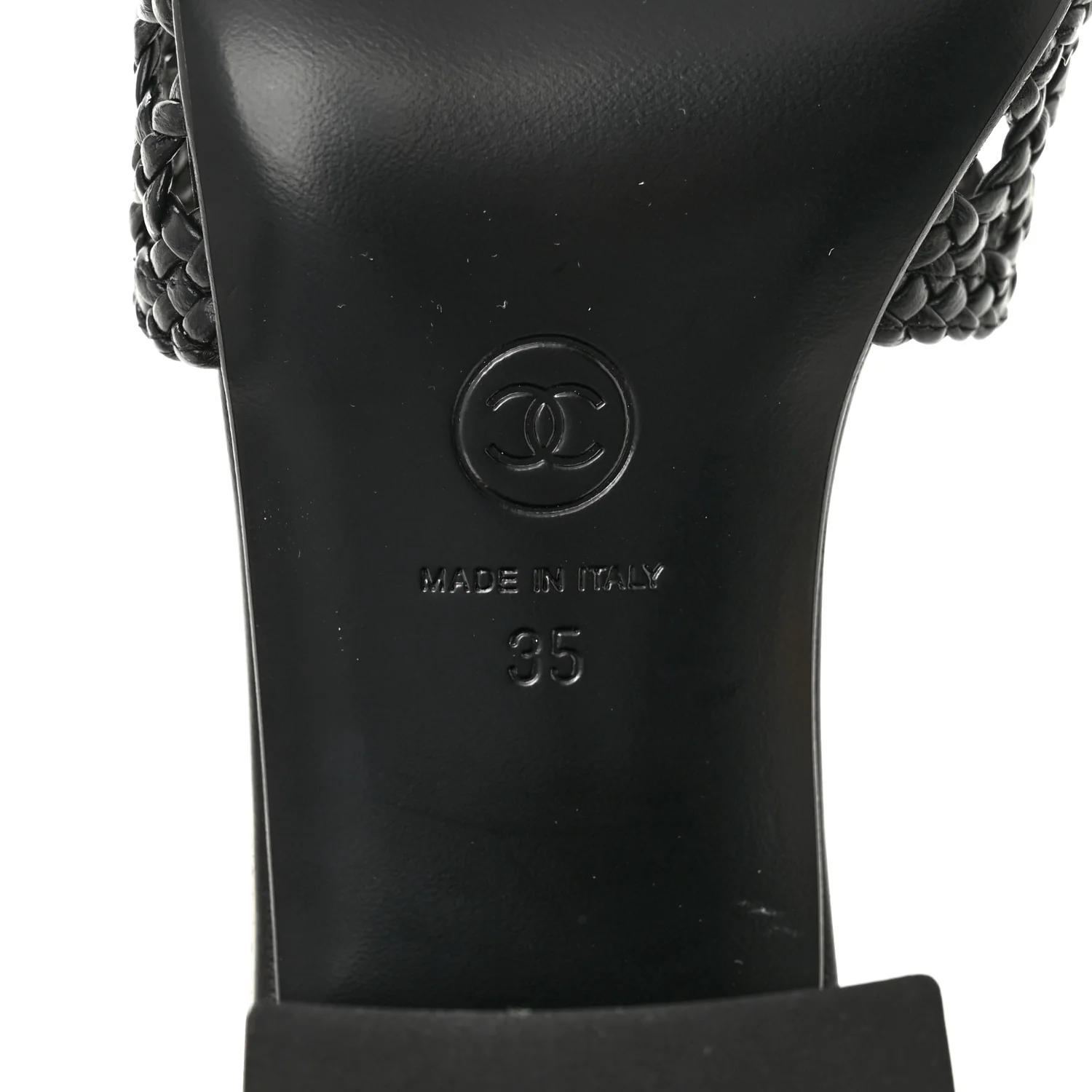 Goatskin Braided Mules 35 Black - Image 7