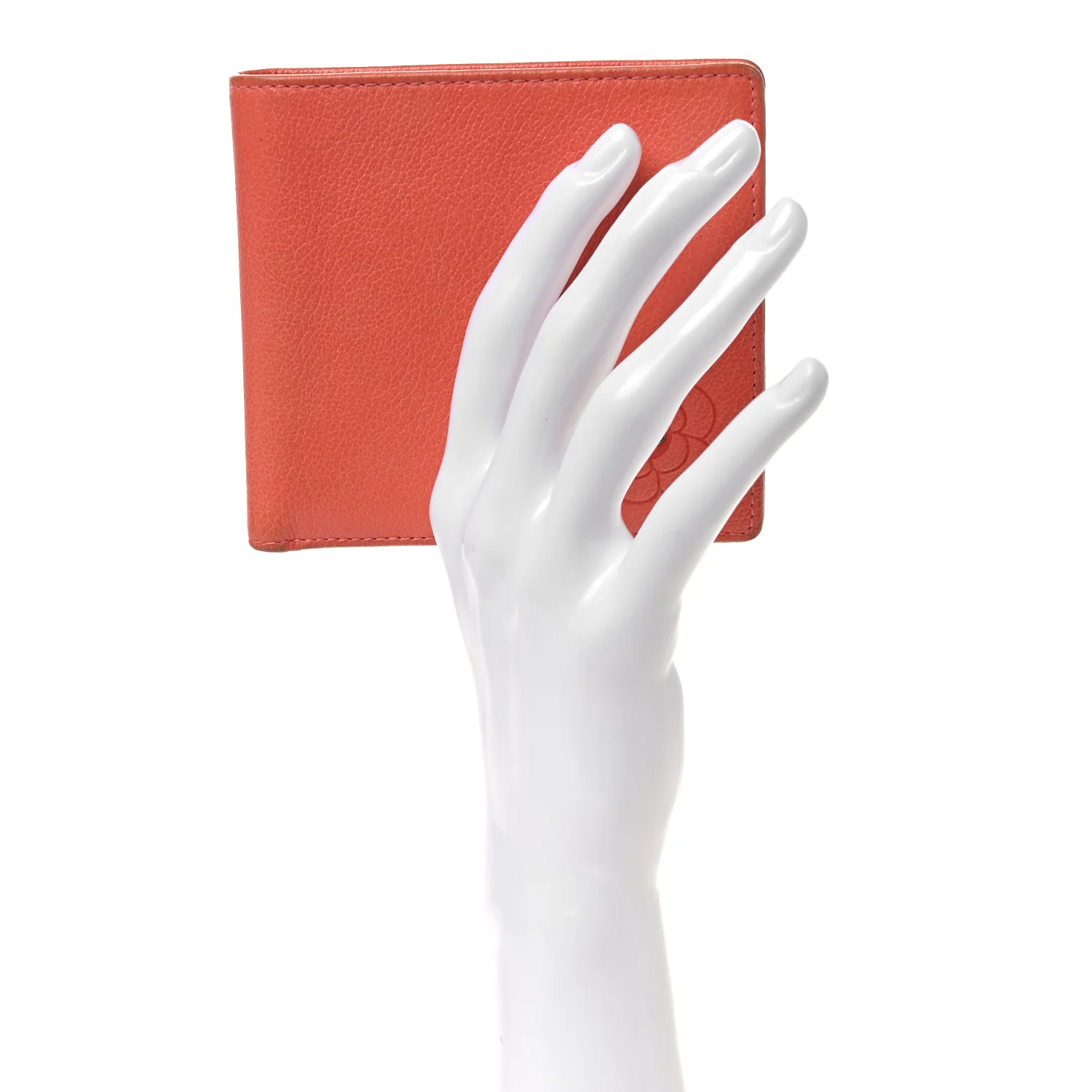 Goatskin Camellia Bi-Fold Wallet Coral - Image 2