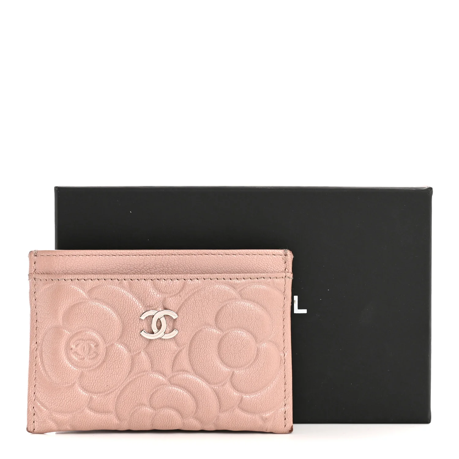 Goatskin Camellia Embossed Card Holder Light Pink - Image 13