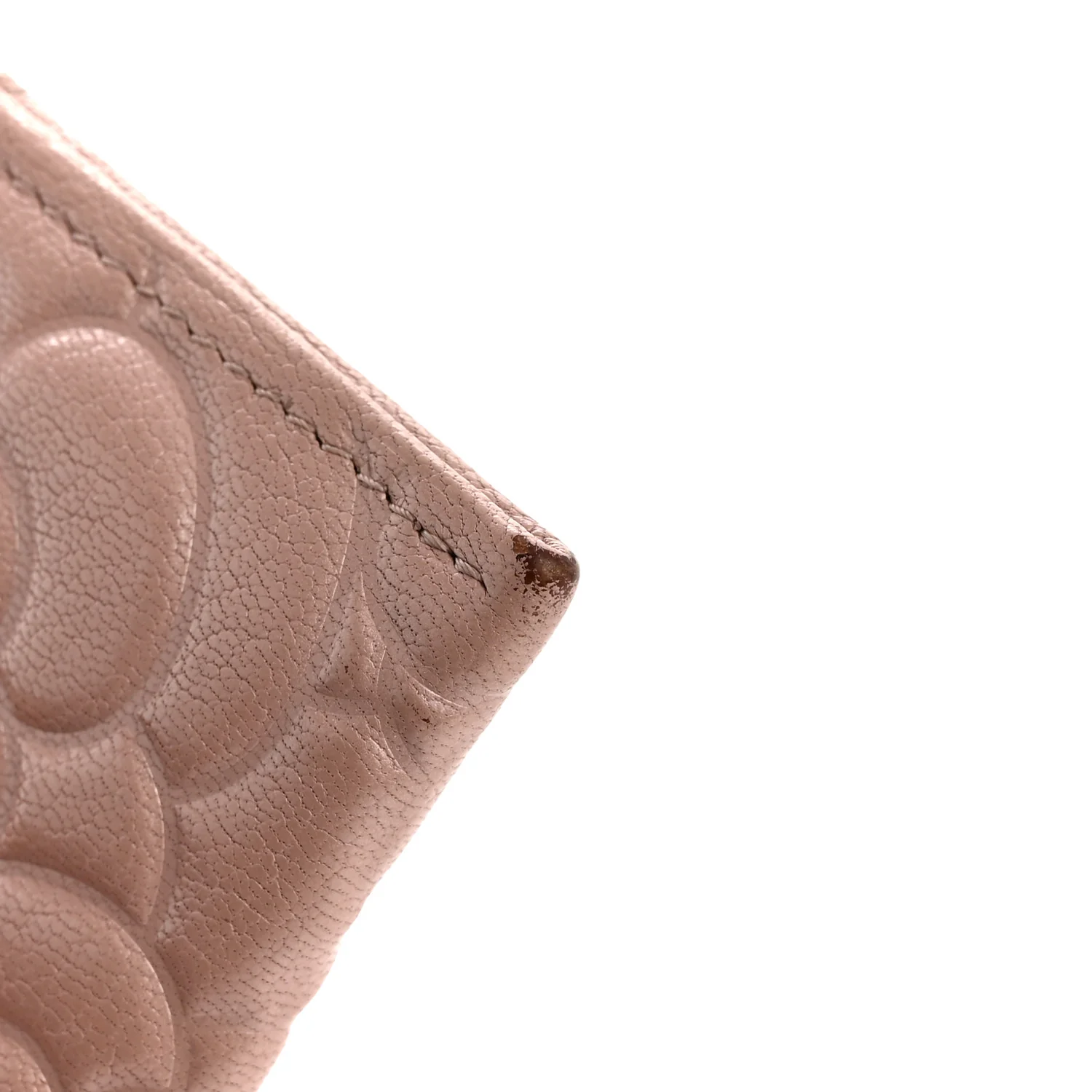 Goatskin Camellia Embossed Card Holder Light Pink - Image 9
