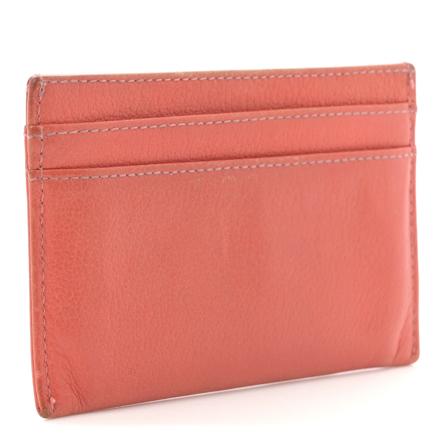 Goatskin Embossed Camellia Card Holder Coral - Image 3