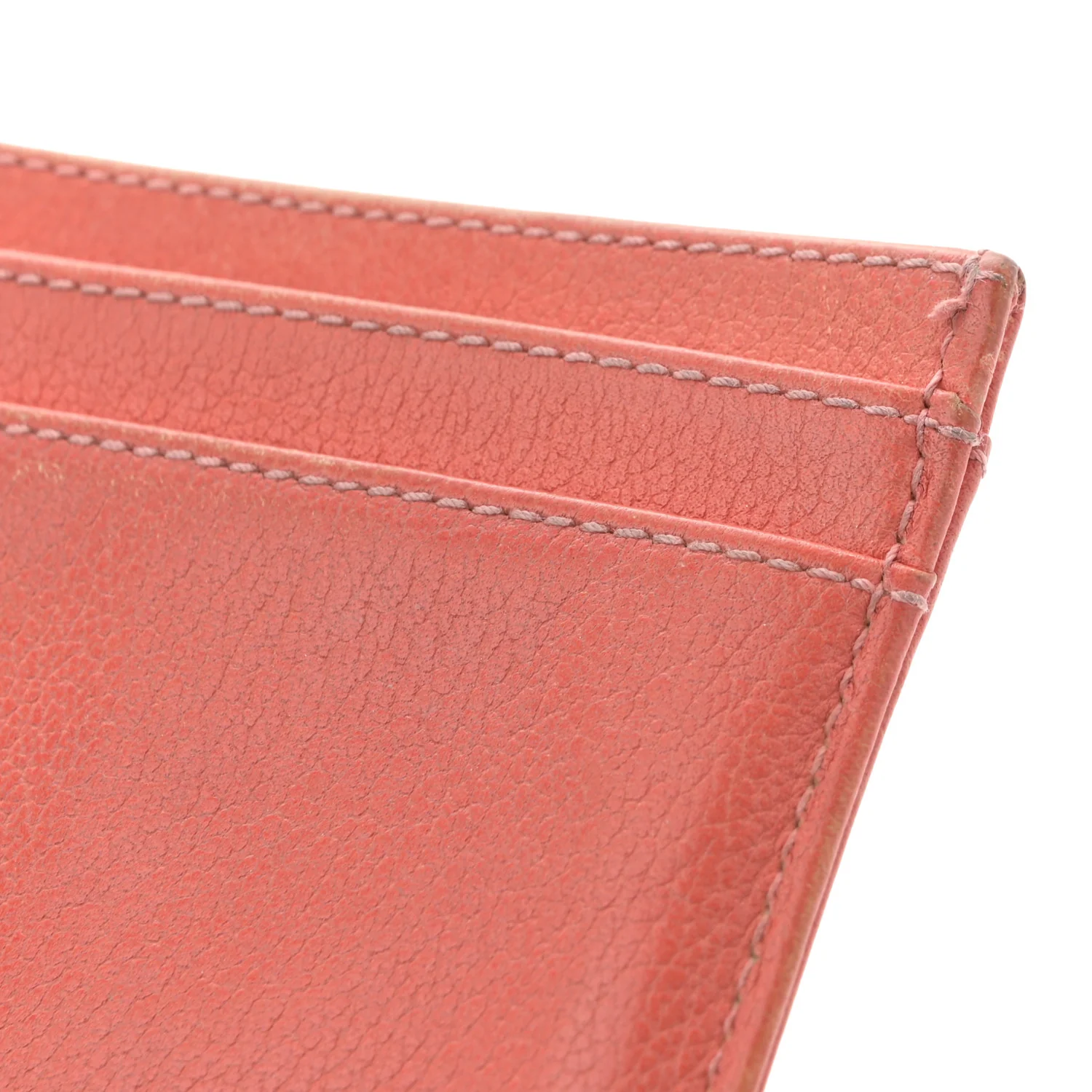 Goatskin Embossed Camellia Card Holder Coral - Image 8