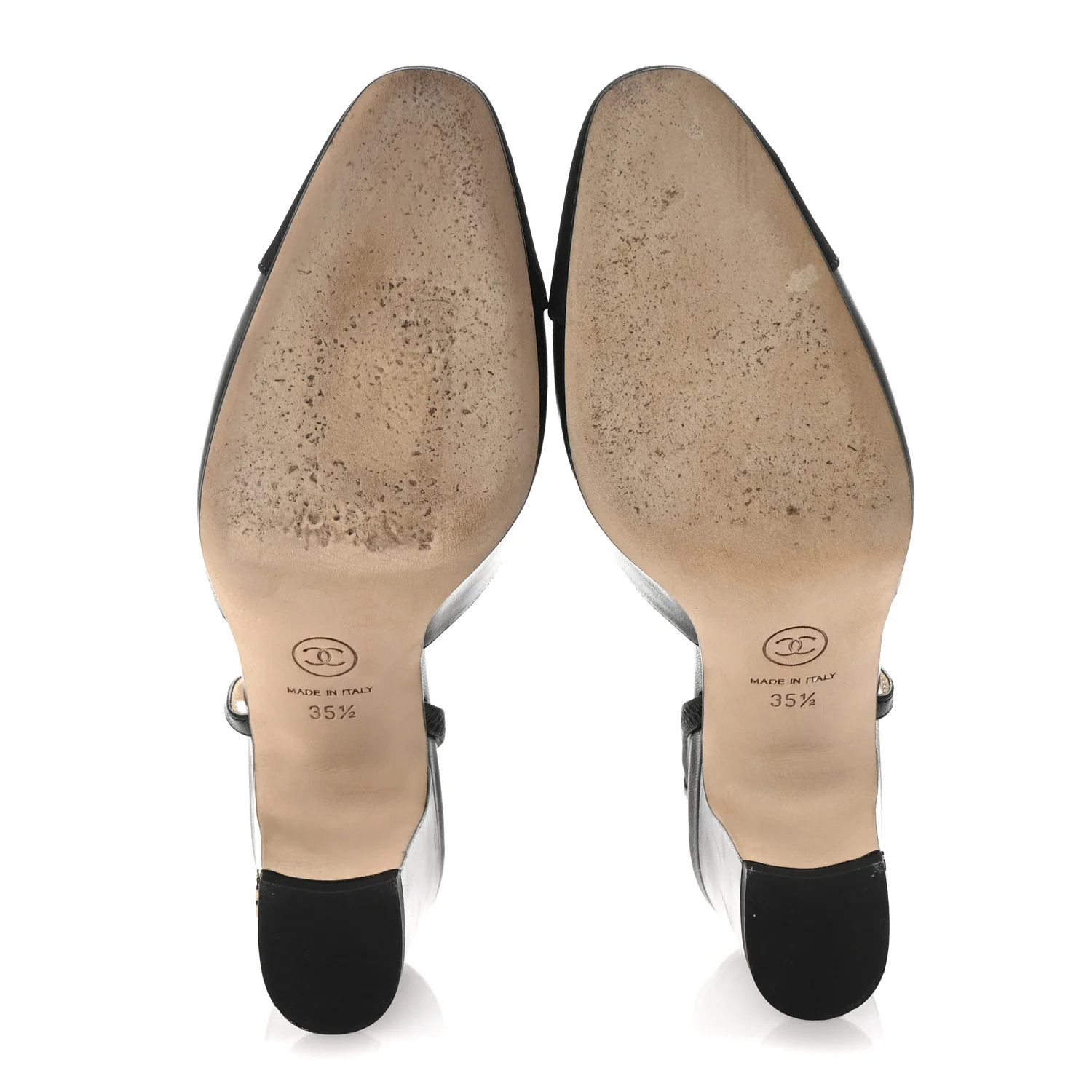 Goatskin Grosgrain Cap Toe CC Slingback Pumps 35.5 Black - Image 6