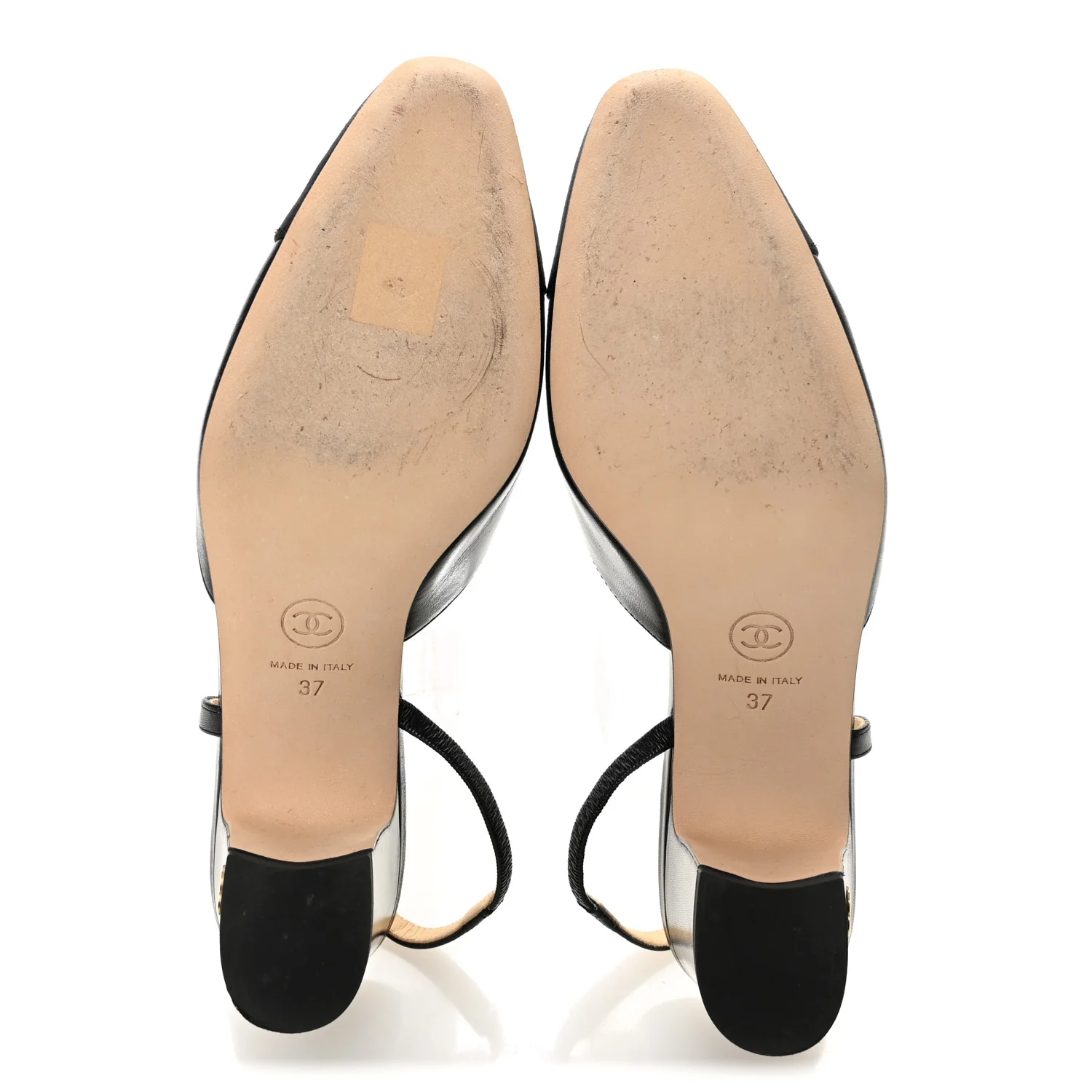 Goatskin Grosgrain Cap Toe CC Slingback Pumps 37 Black - Image 5