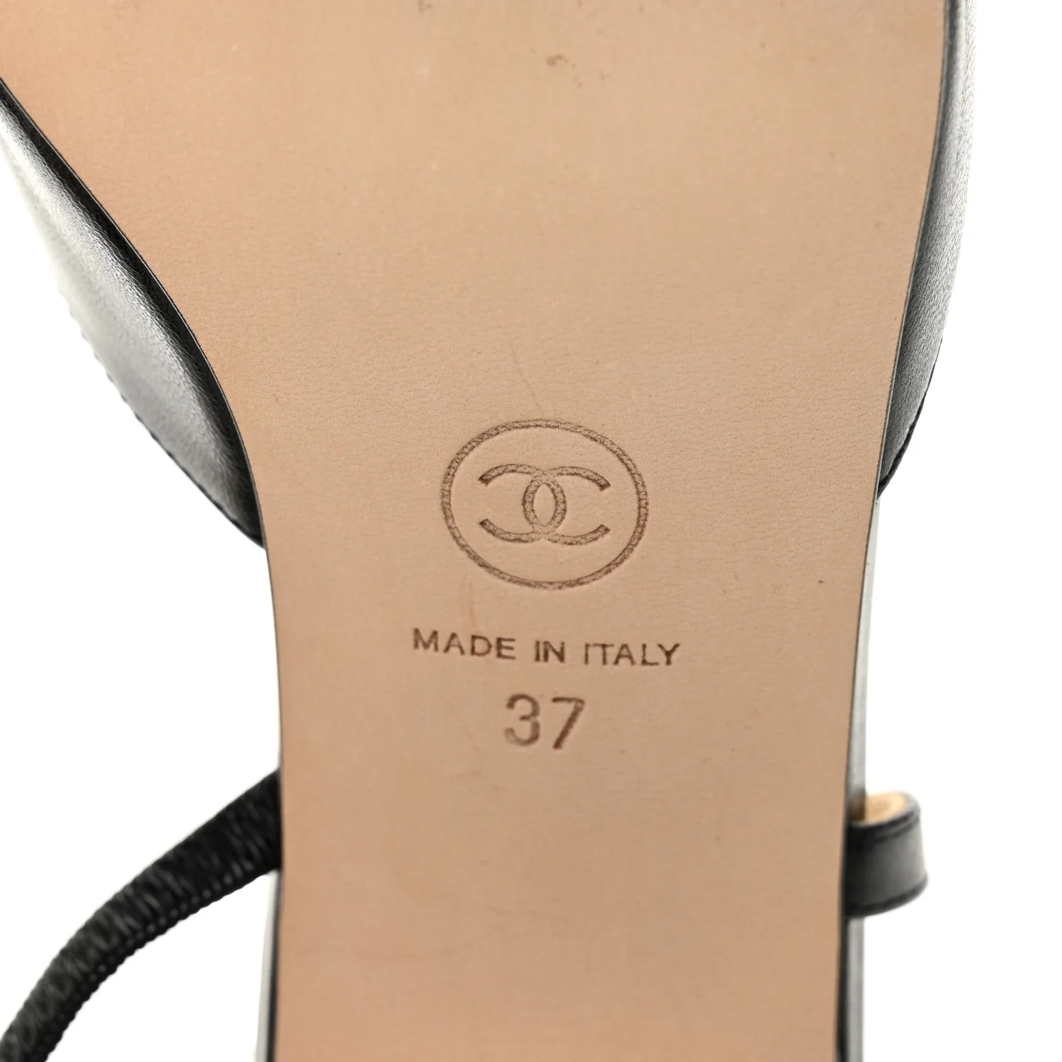 Goatskin Grosgrain Cap Toe CC Slingback Pumps 37 Black - Image 7