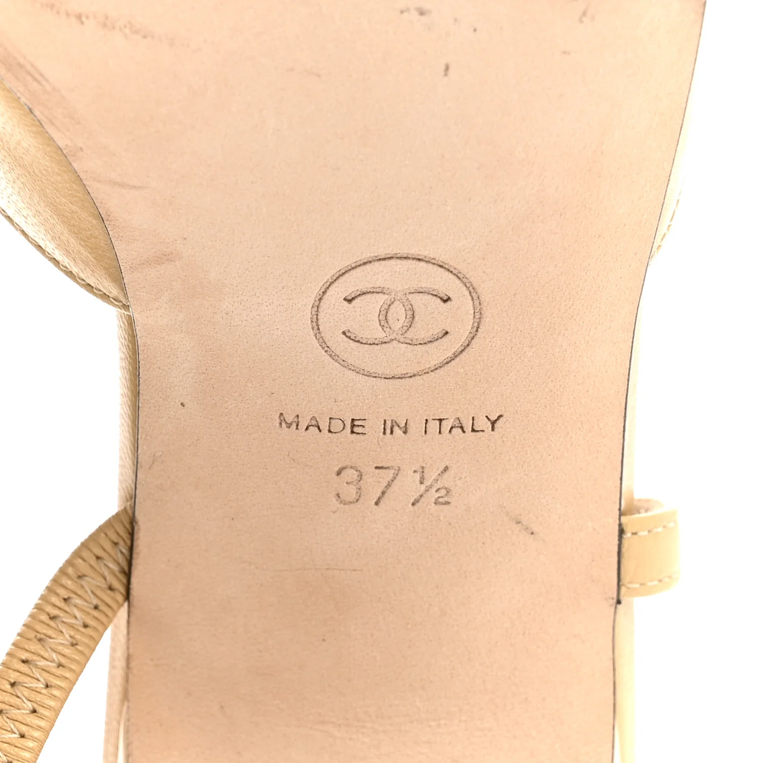 Goatskin Grosgrain Cap Toe CC Slingback Pumps 37.5 Beige Black - Image 8
