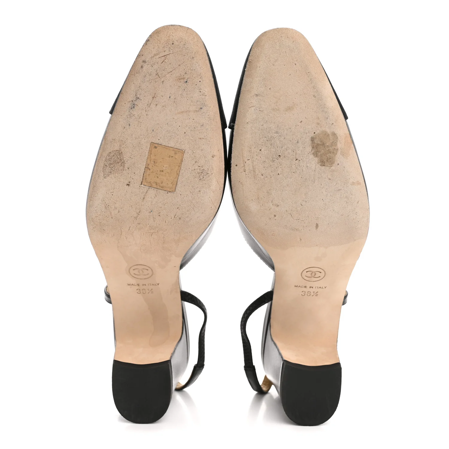 Goatskin Grosgrain Cap Toe CC Slingback Pumps 38.5 Black - Image 6