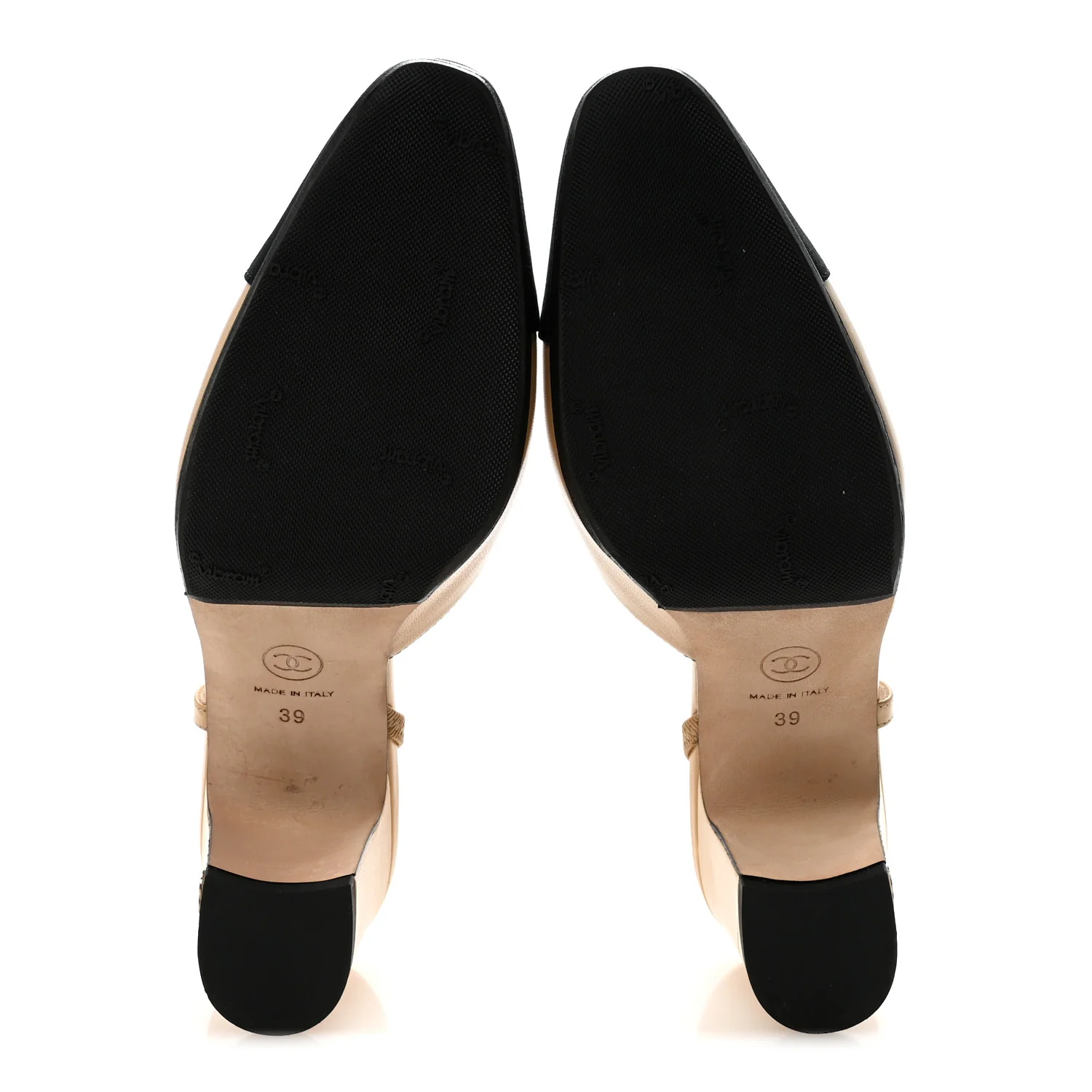 Goatskin Grosgrain Cap Toe CC Slingback Pumps 39 Beige Black - Image 6