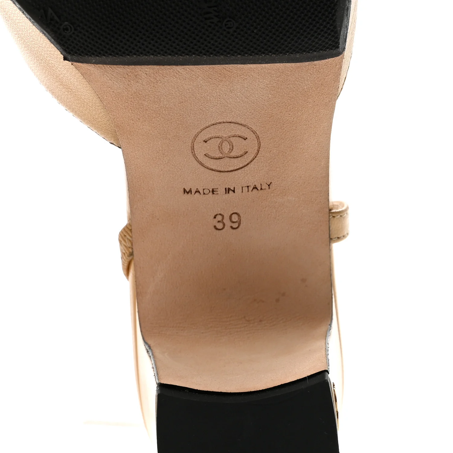 Goatskin Grosgrain Cap Toe CC Slingback Pumps 39 Beige Black - Image 7