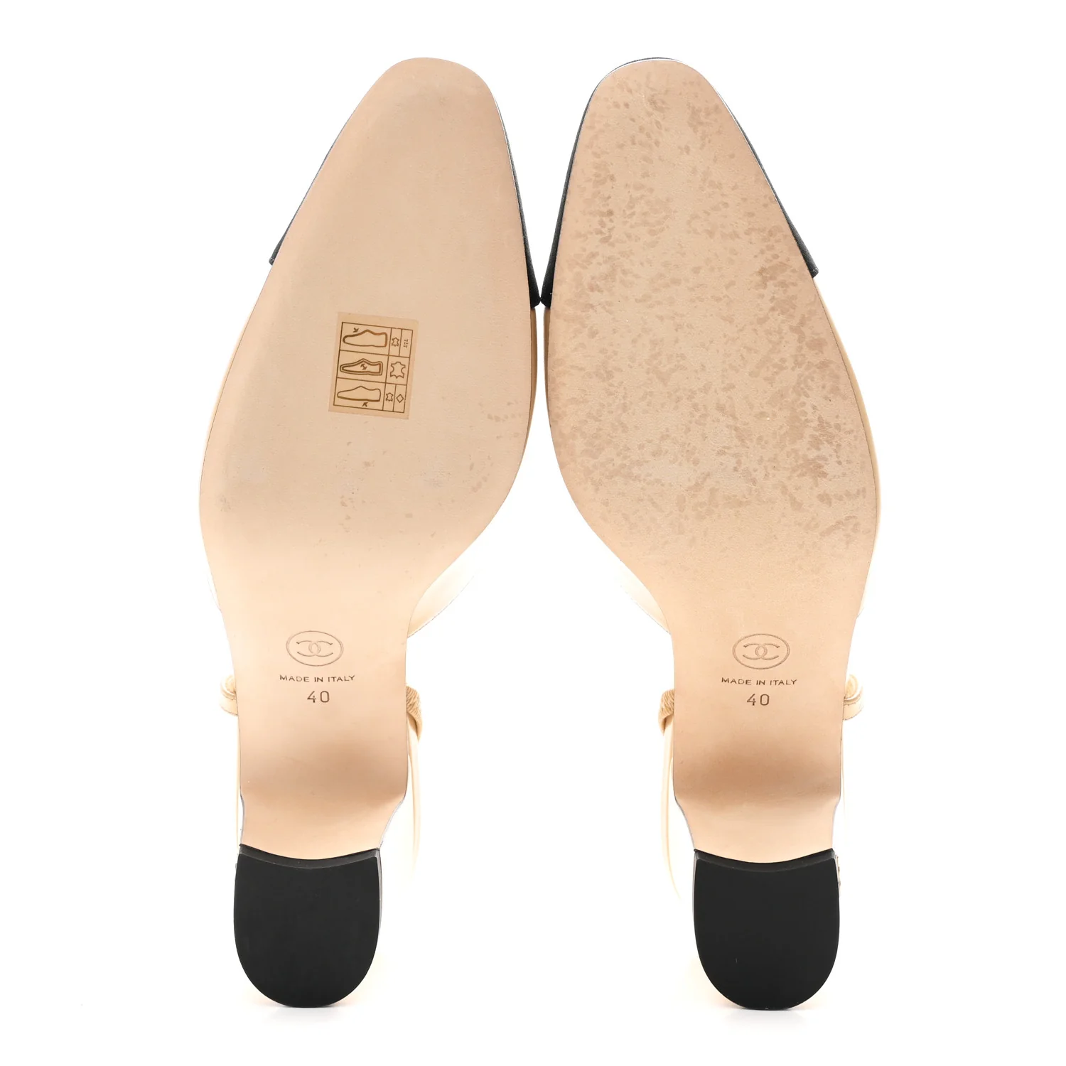 Goatskin Grosgrain Cap Toe CC Slingback Pumps 40 Beige Black - Image 6