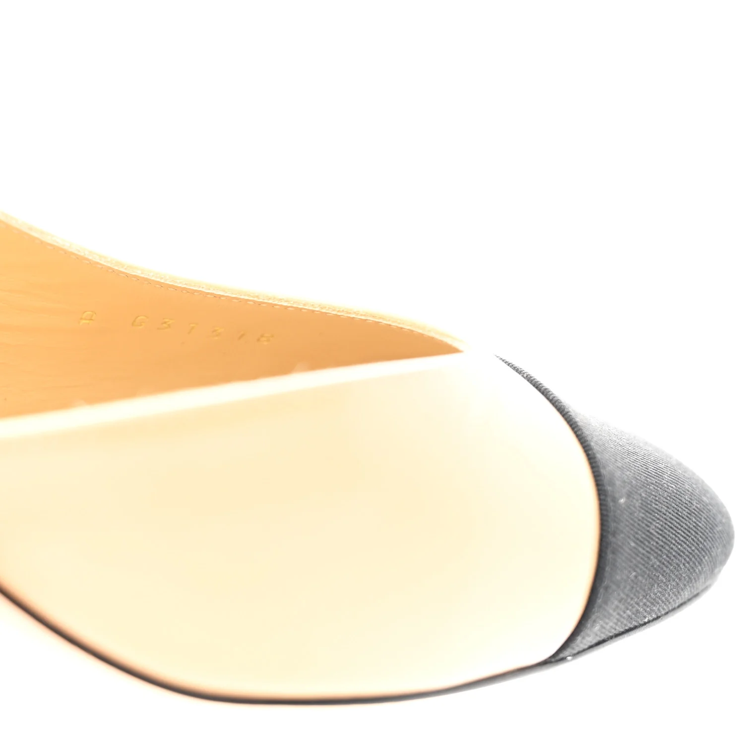 Goatskin Grosgrain Cap Toe CC Slingback Pumps 40 Beige Black - Image 9