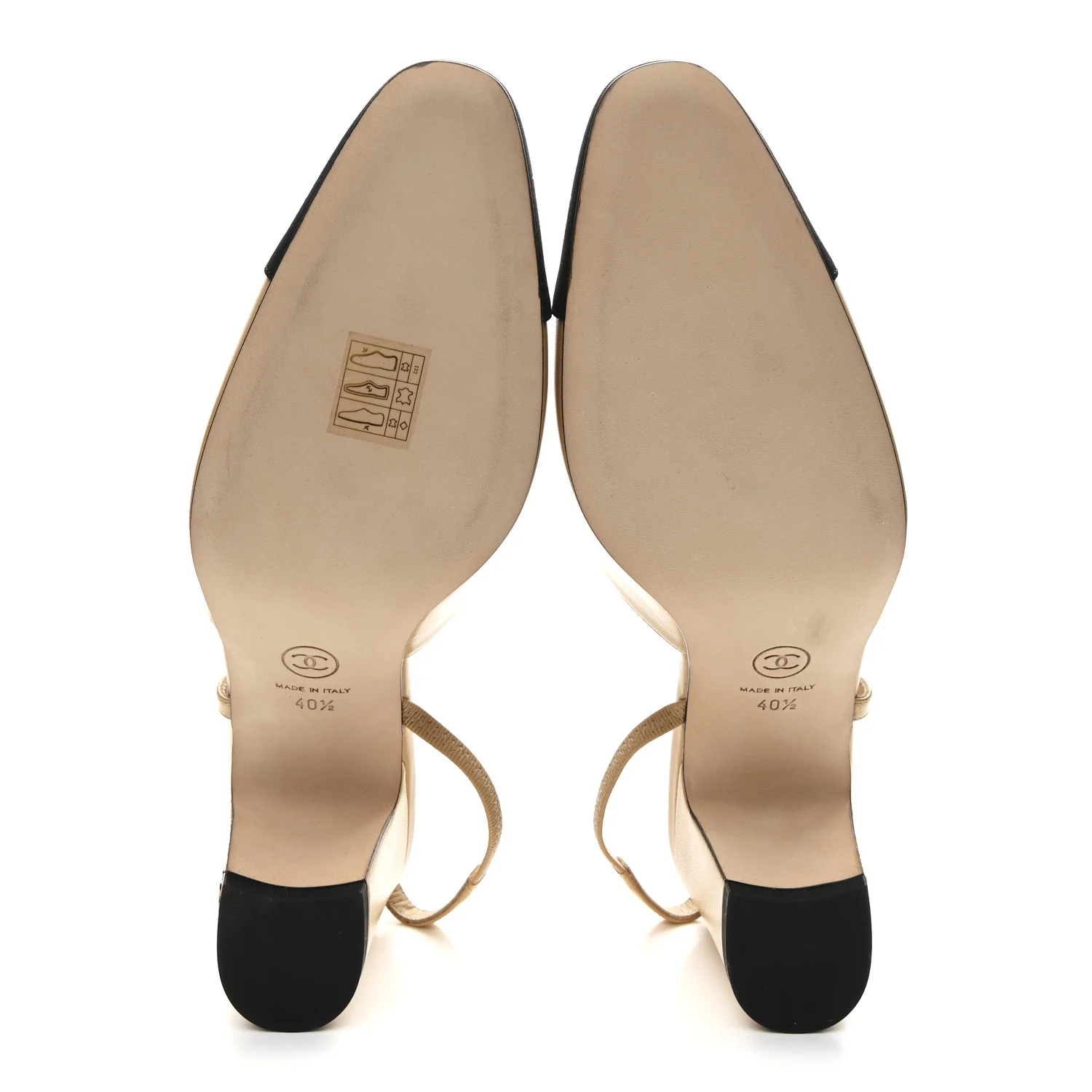 Goatskin Grosgrain Cap Toe CC Slingback Pumps 40.5 Beige Black - Image 6