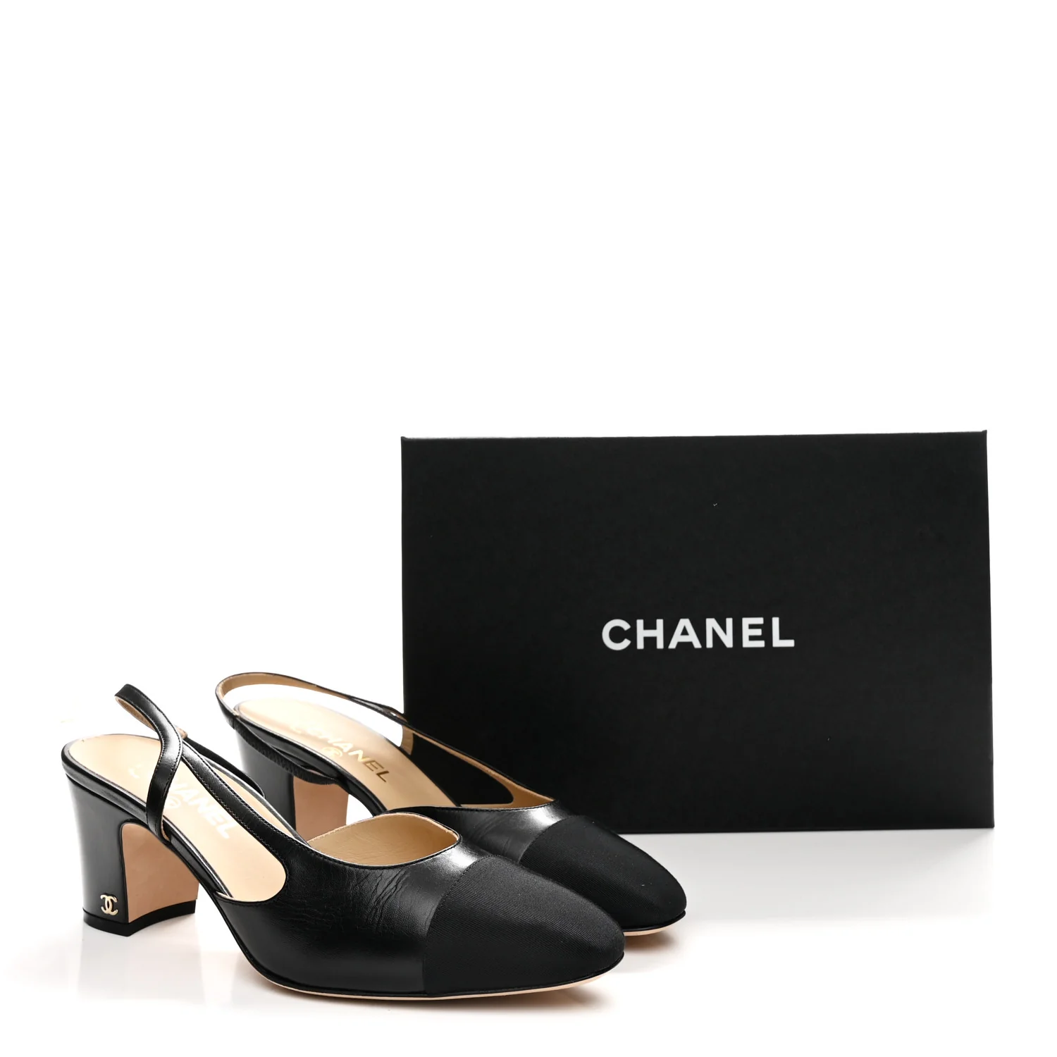 Goatskin Grosgrain Cap Toe CC Slingback Pumps 40.5 Black - Image 10