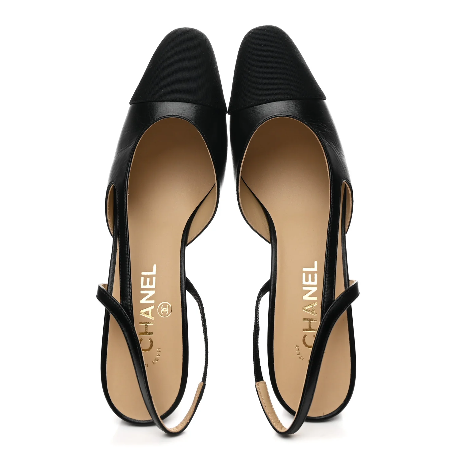 Goatskin Grosgrain Cap Toe CC Slingback Pumps 40.5 Black - Image 2