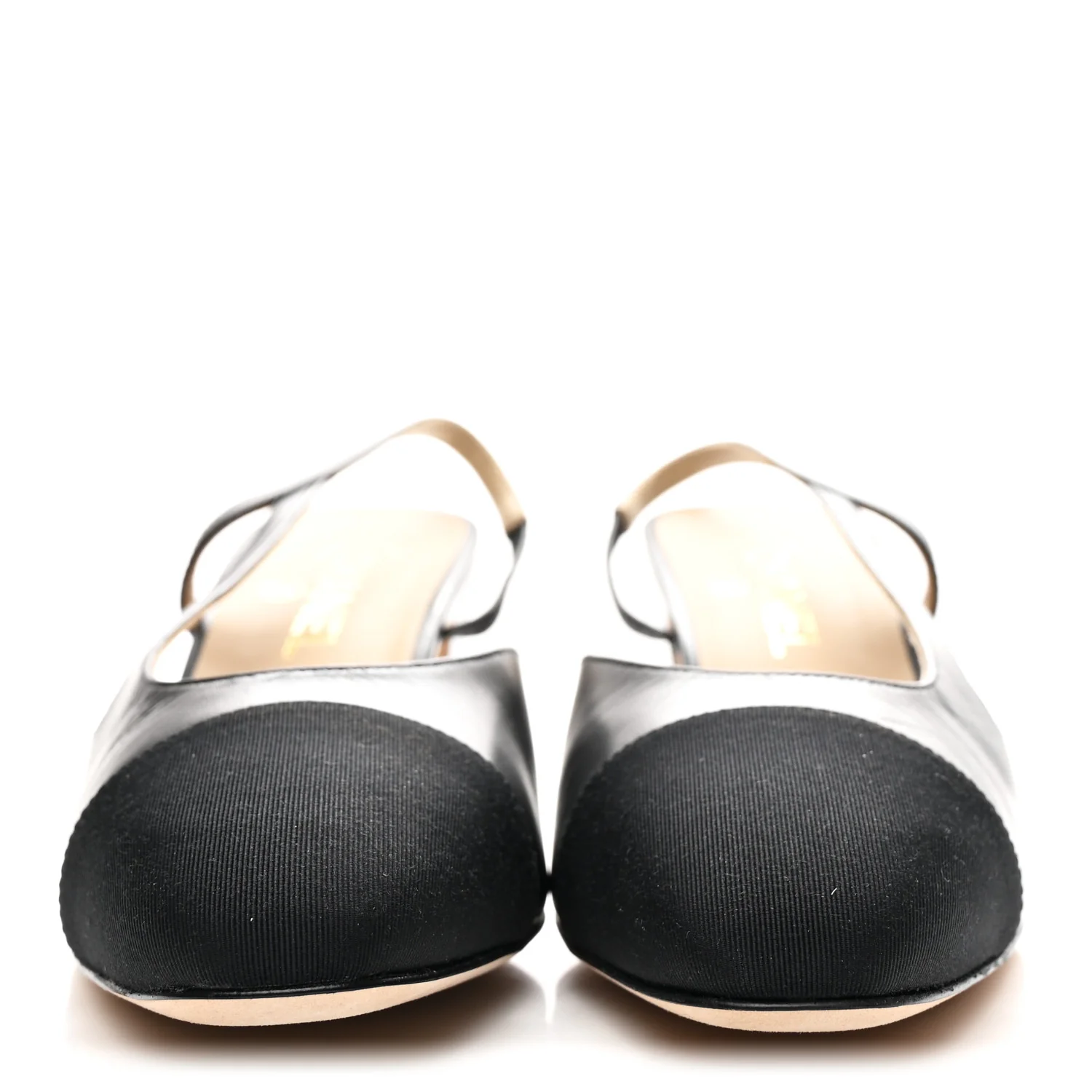 Goatskin Grosgrain Cap Toe CC Slingback Pumps 40.5 Black - Image 3